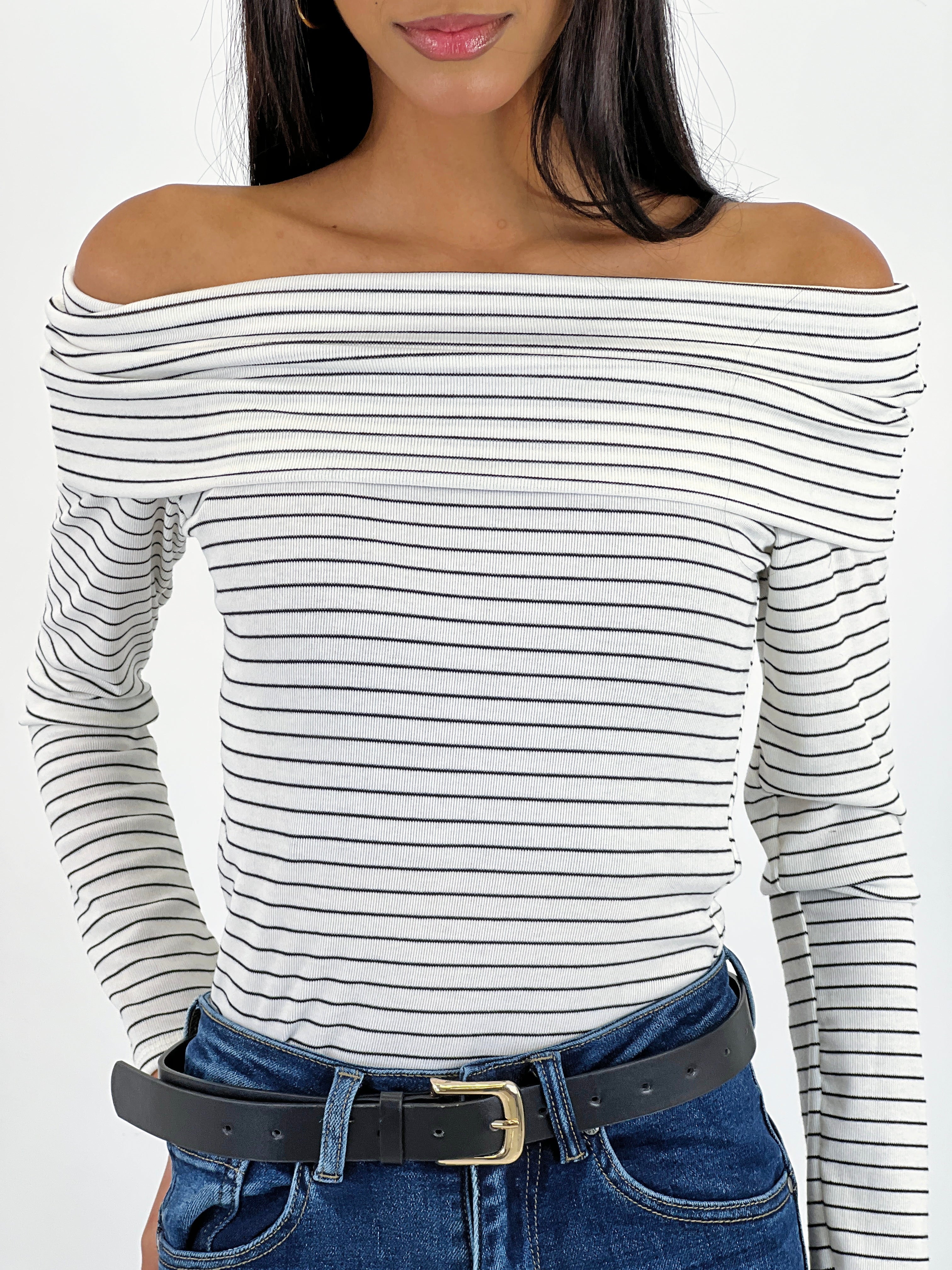 Boat neck striped jersey