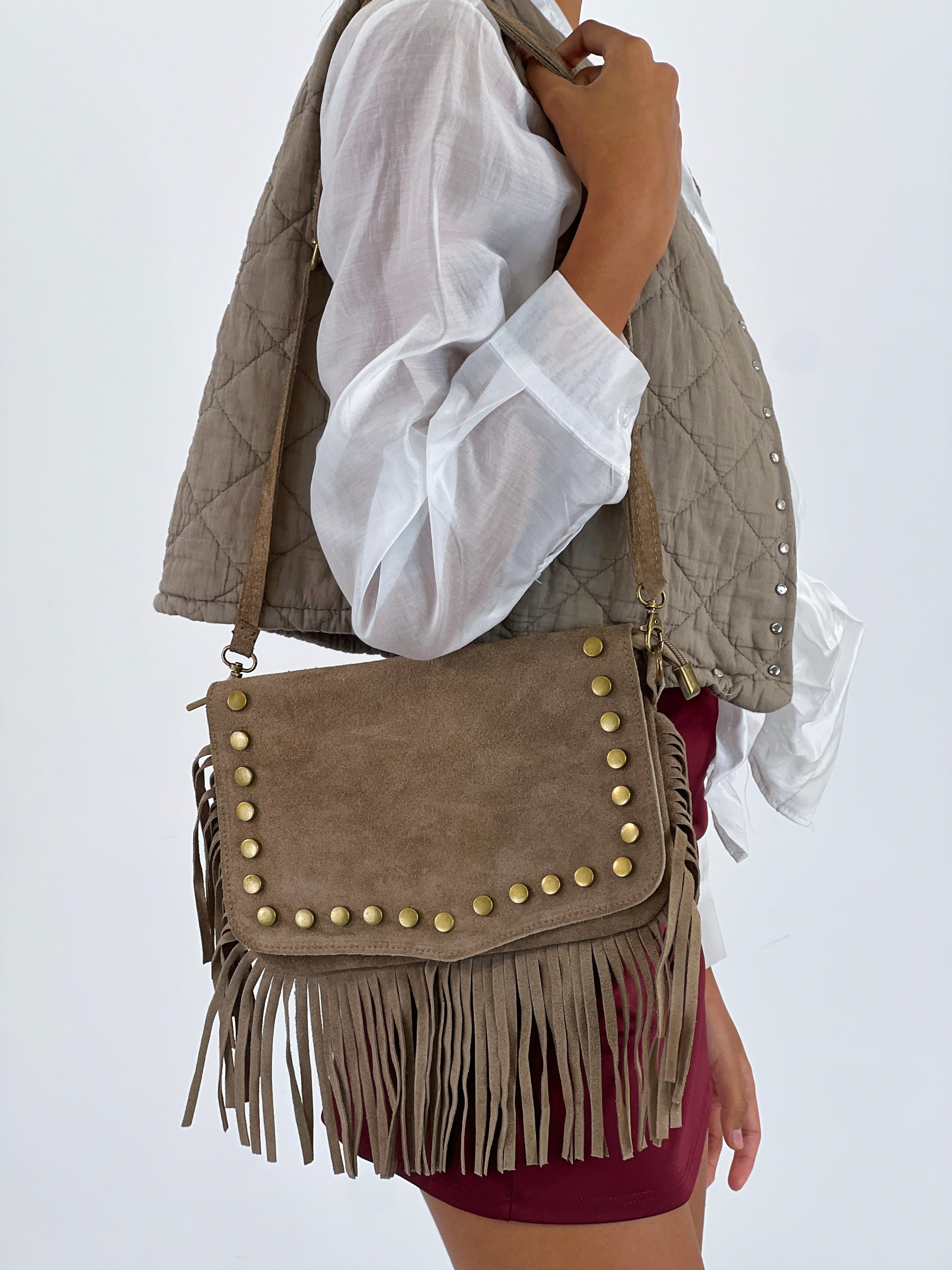 Bolso ante bandolera flecos