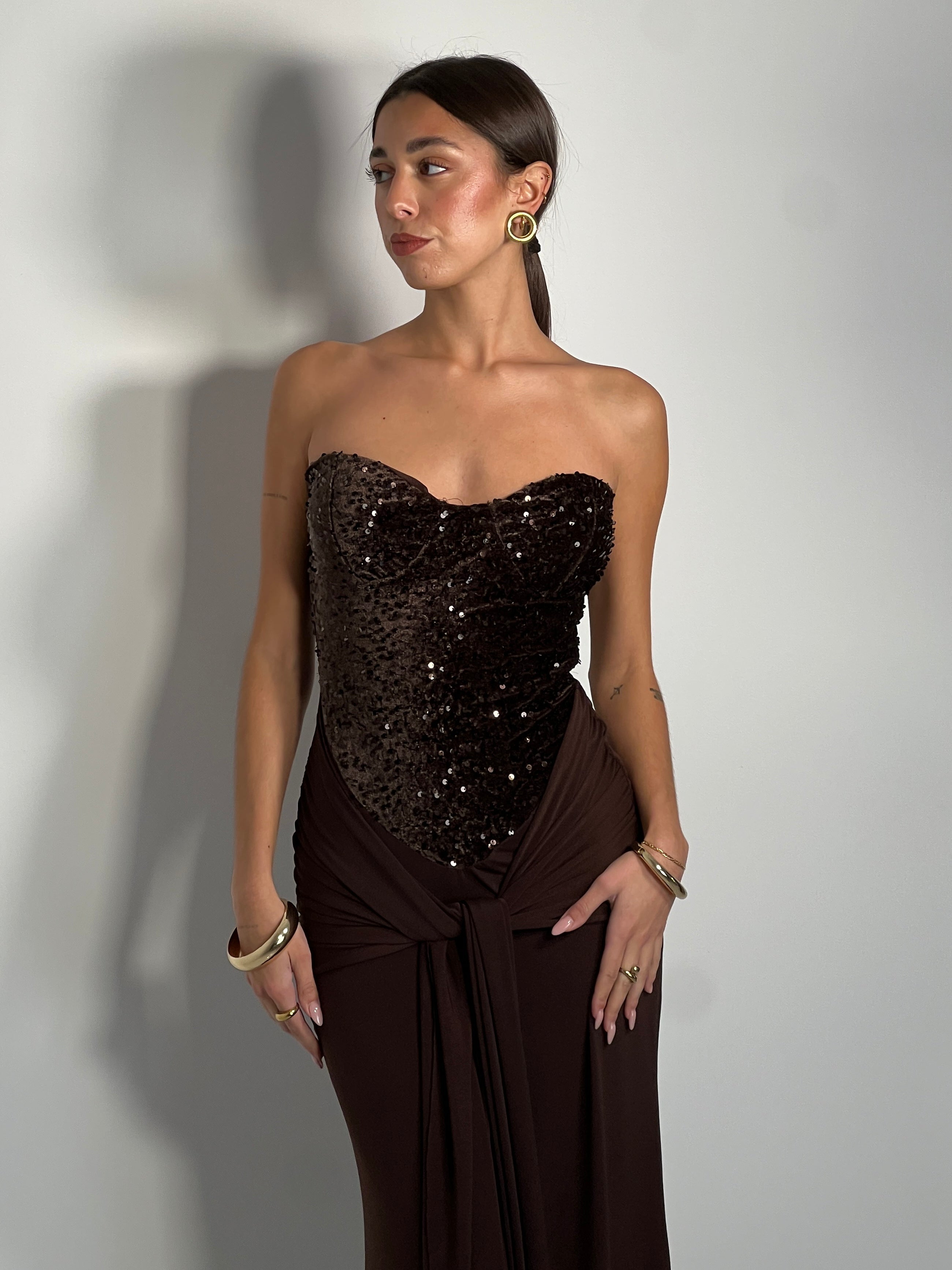 Vestido combinado terciopelo