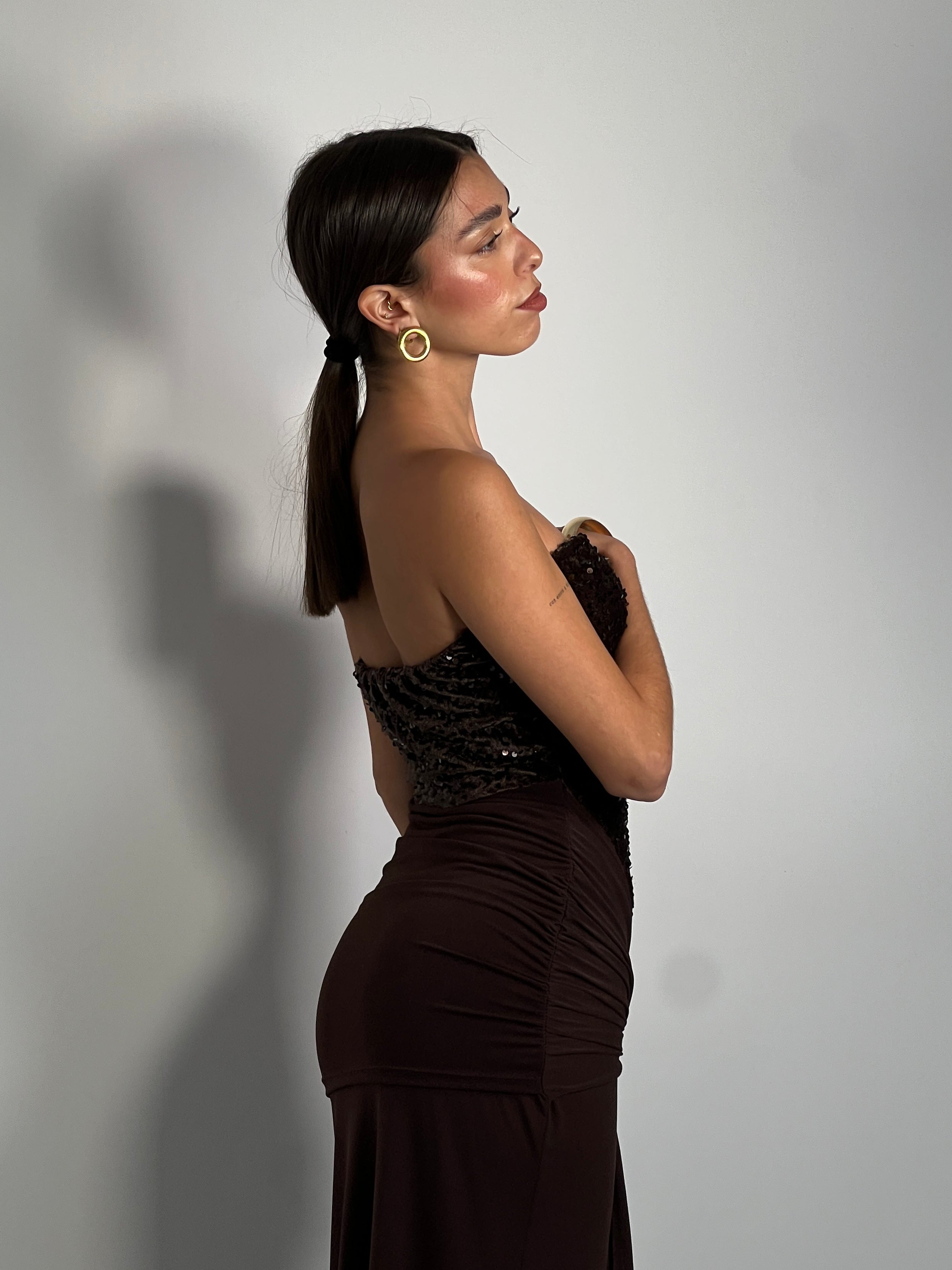 Vestido combinado terciopelo