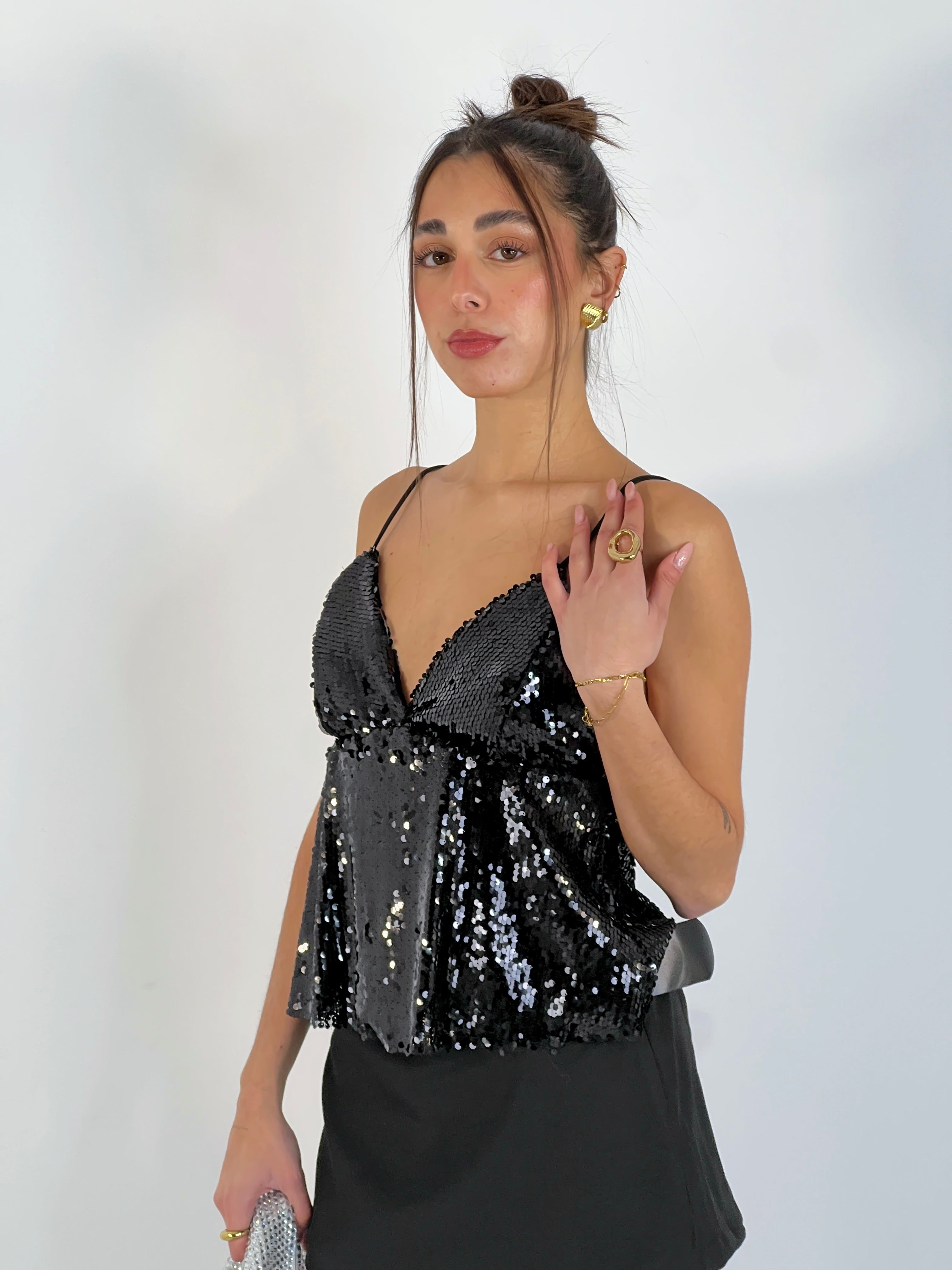 Top V-neck Sequin