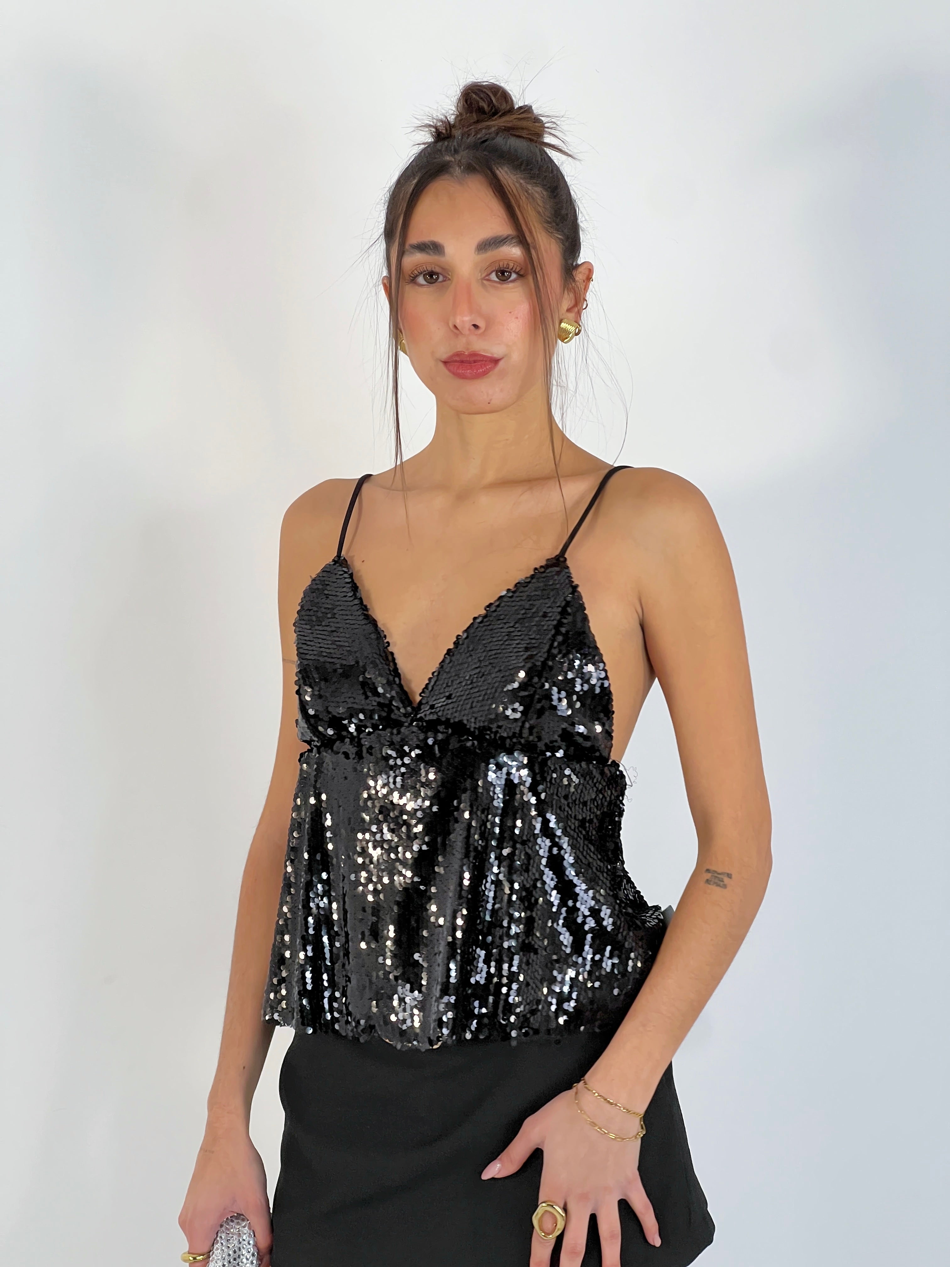 Top V-neck Sequin