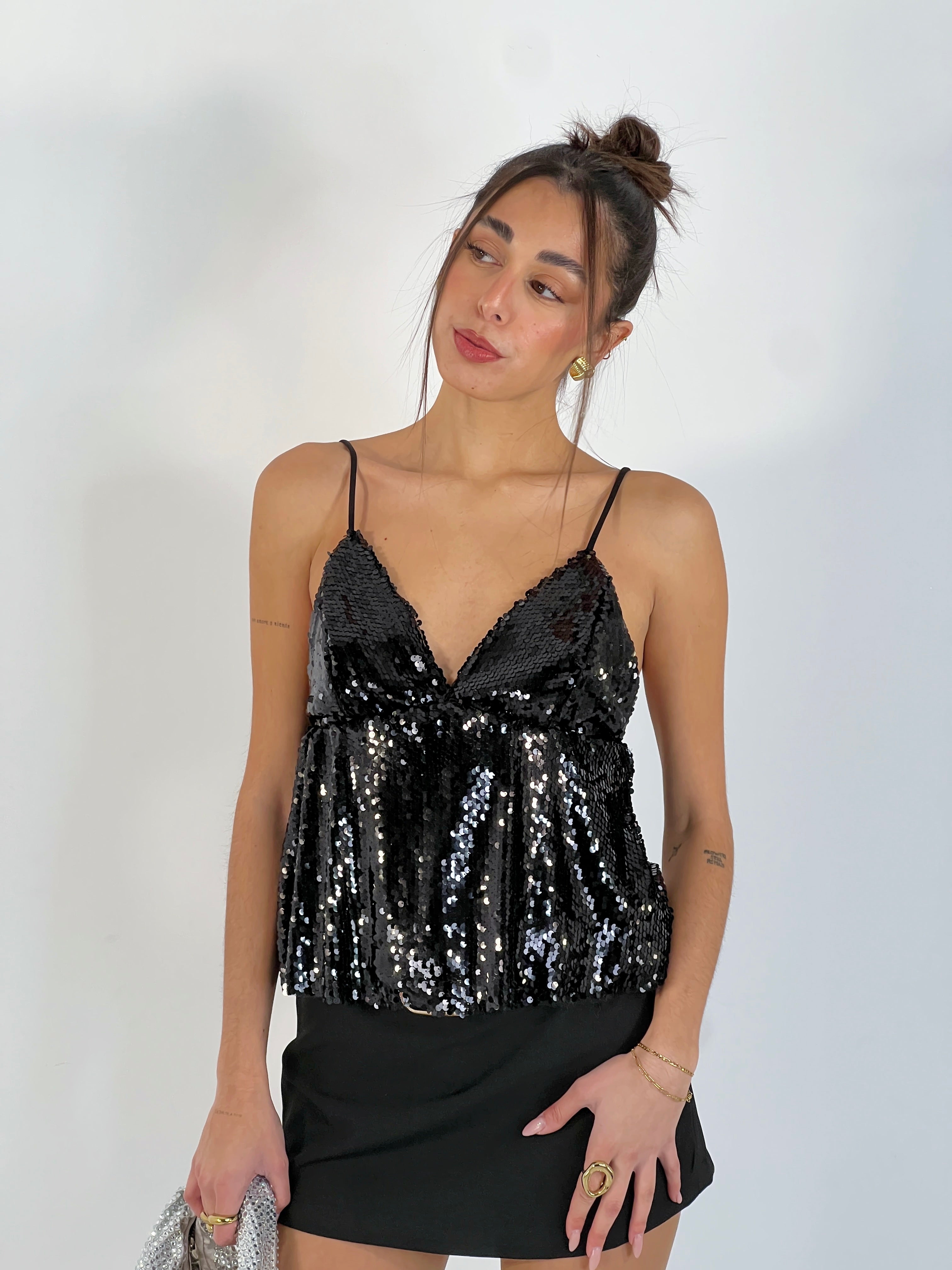Top V-neck Sequin