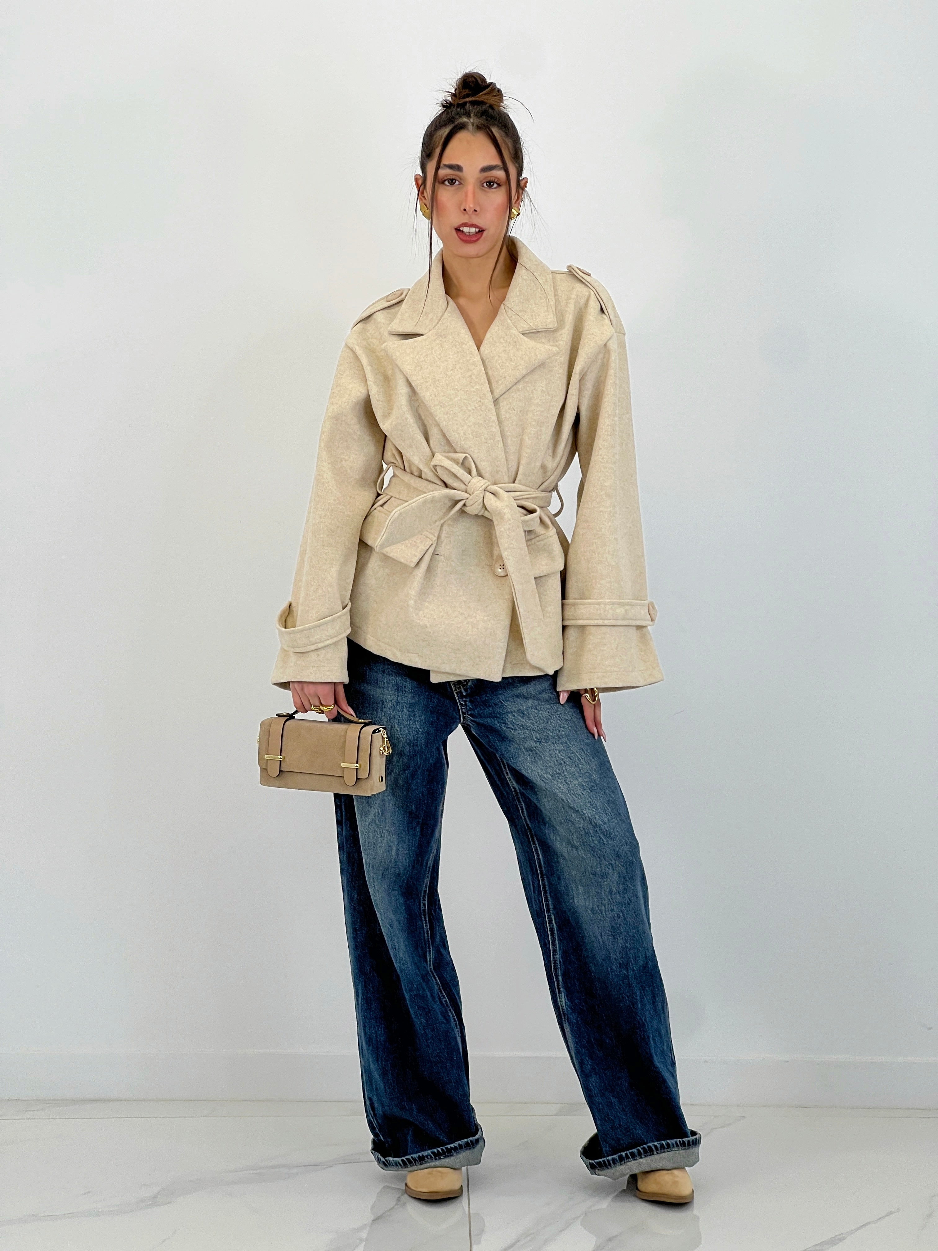 Jeans denim cintura cruzada