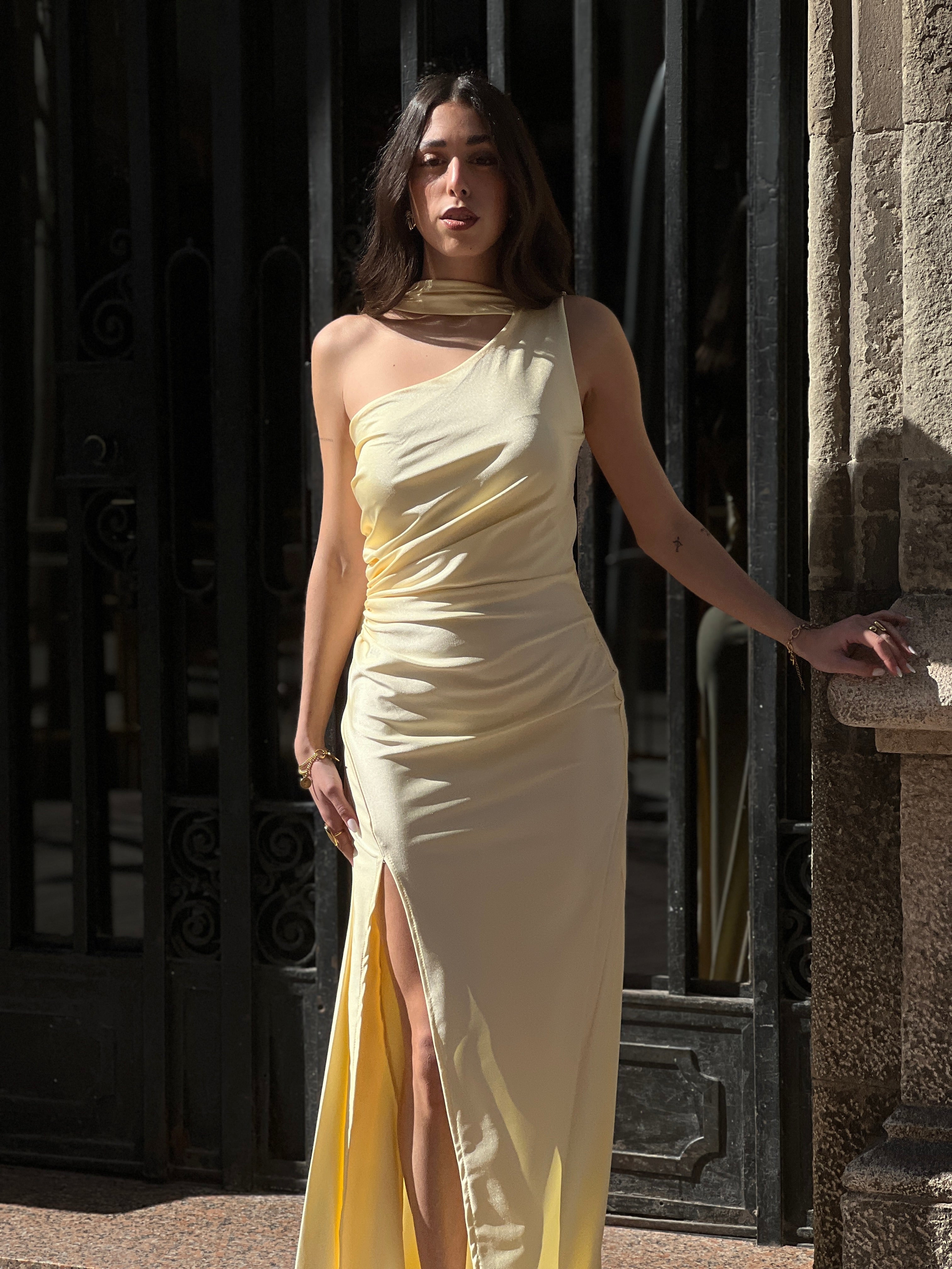 Vestido asimétrico satiando Sidney - Zebra&Maduixa®