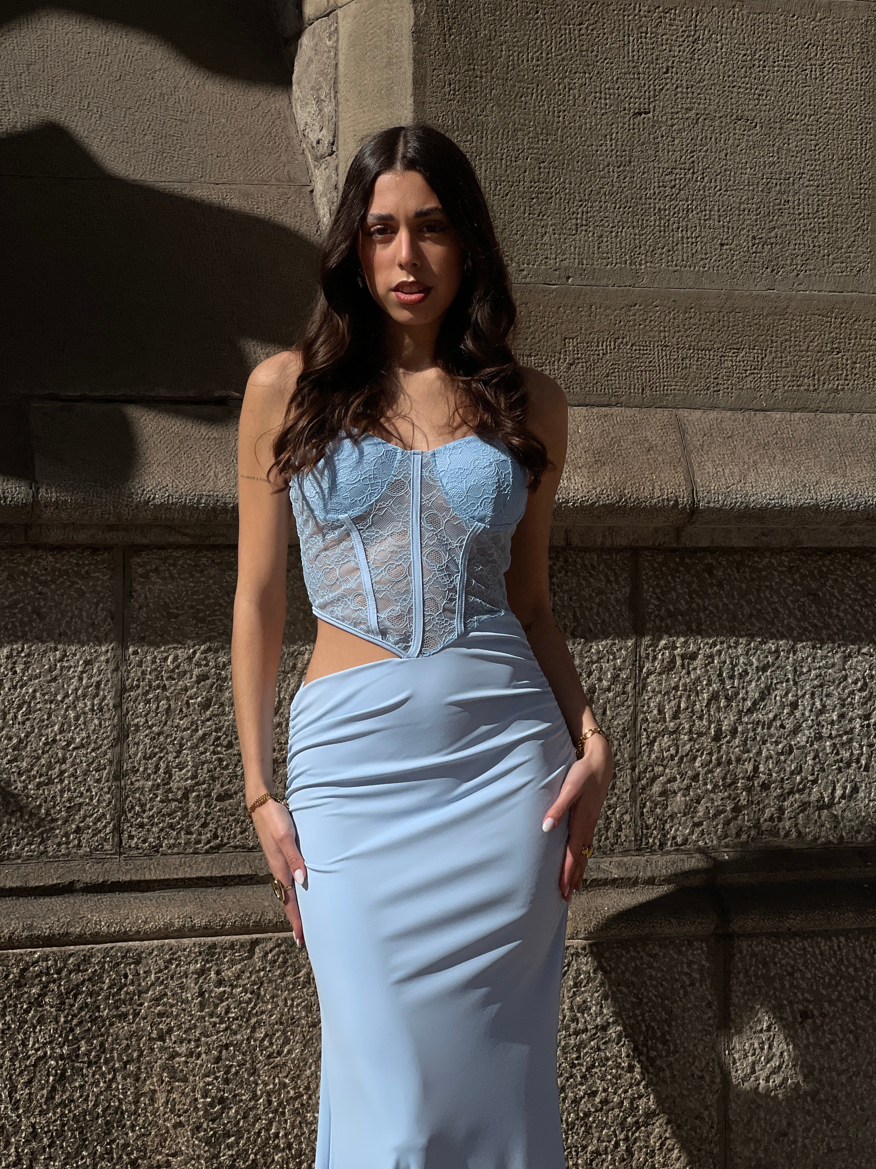 Slip dress with fitted bodice