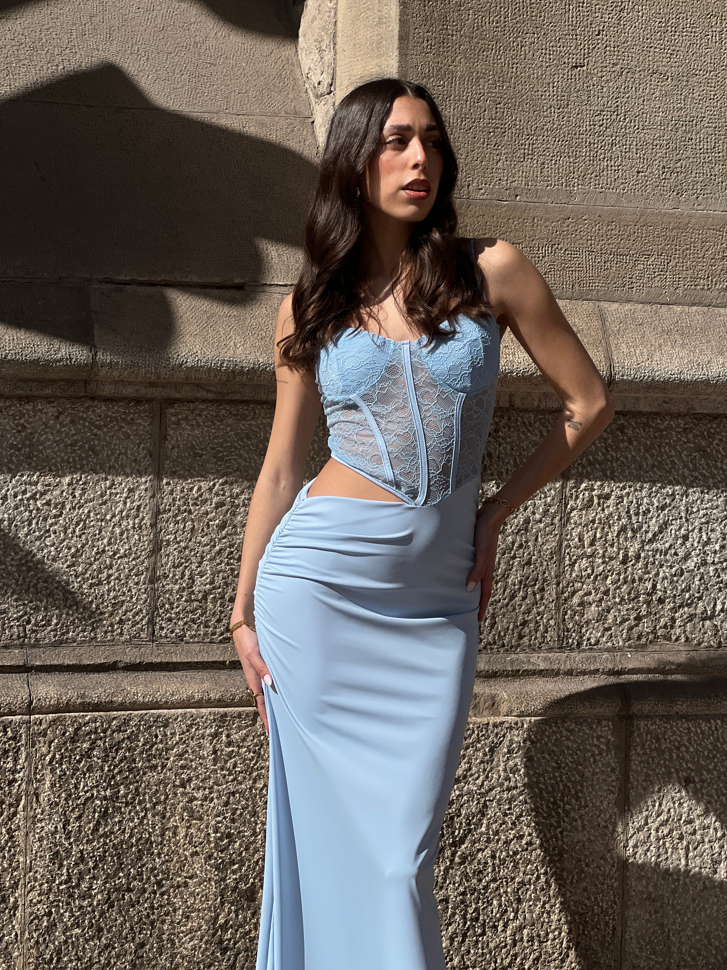 Slip dress with fitted bodice