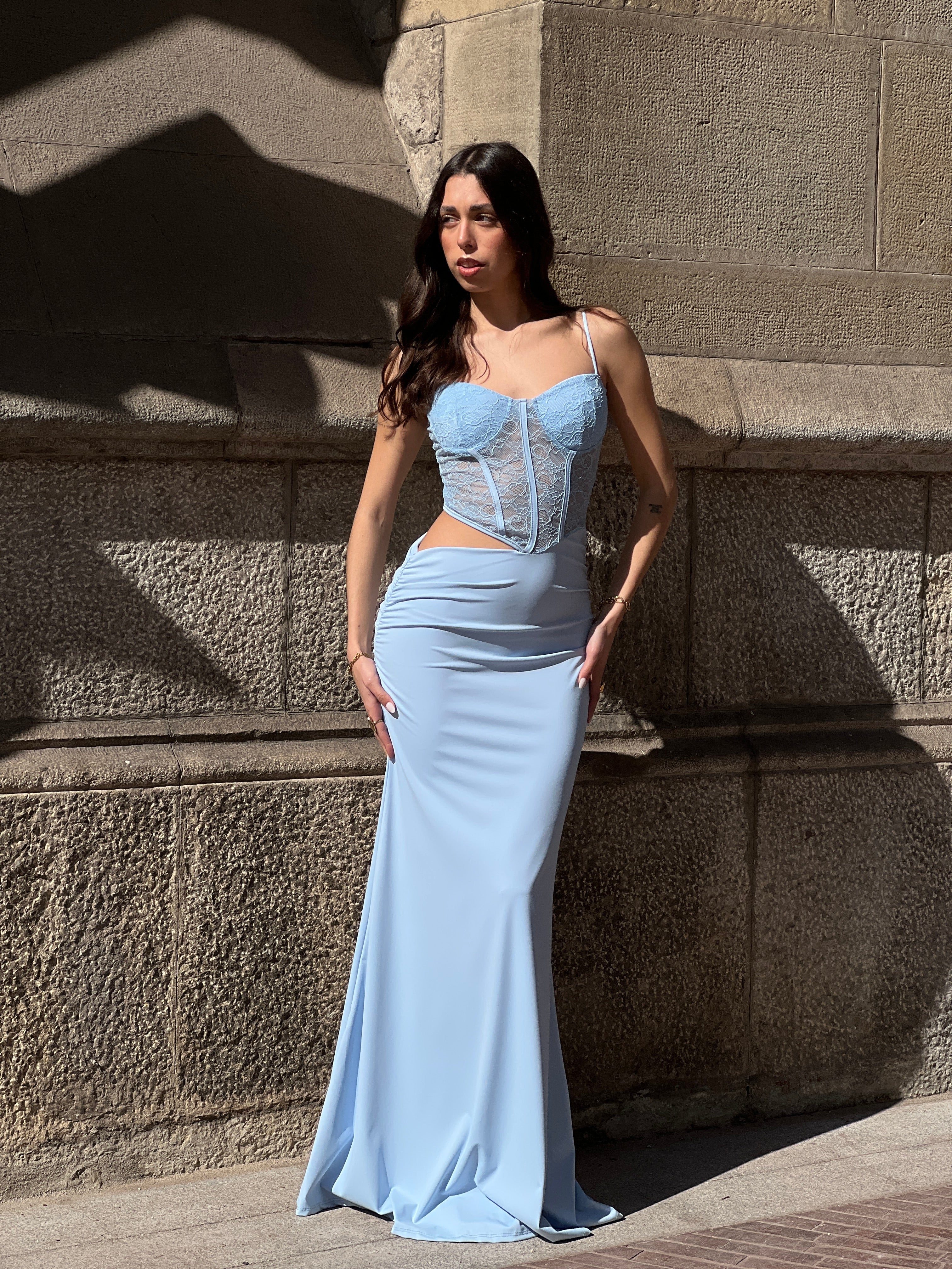 Slip dress with fitted bodice