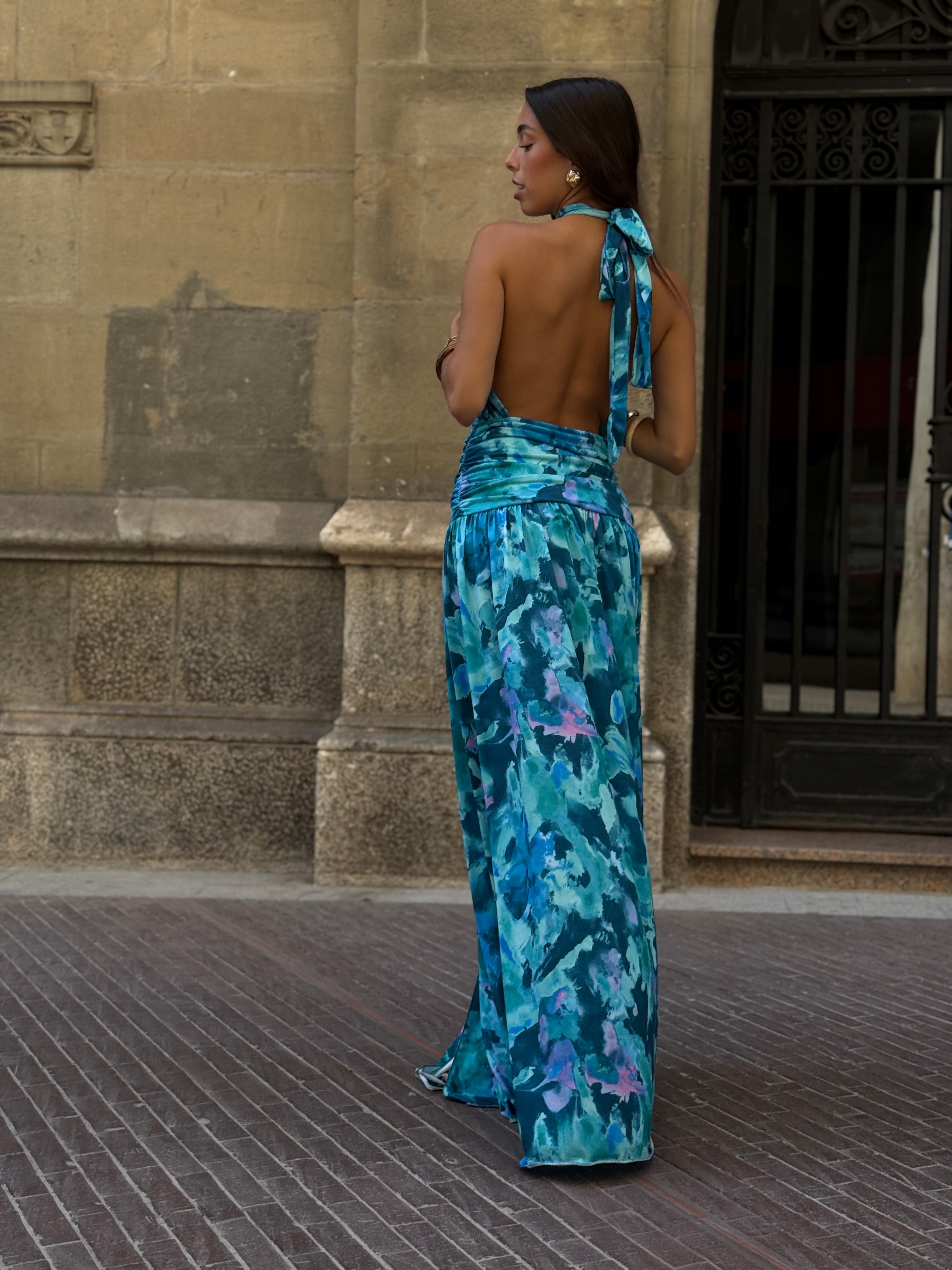 Niria printed halter dress
