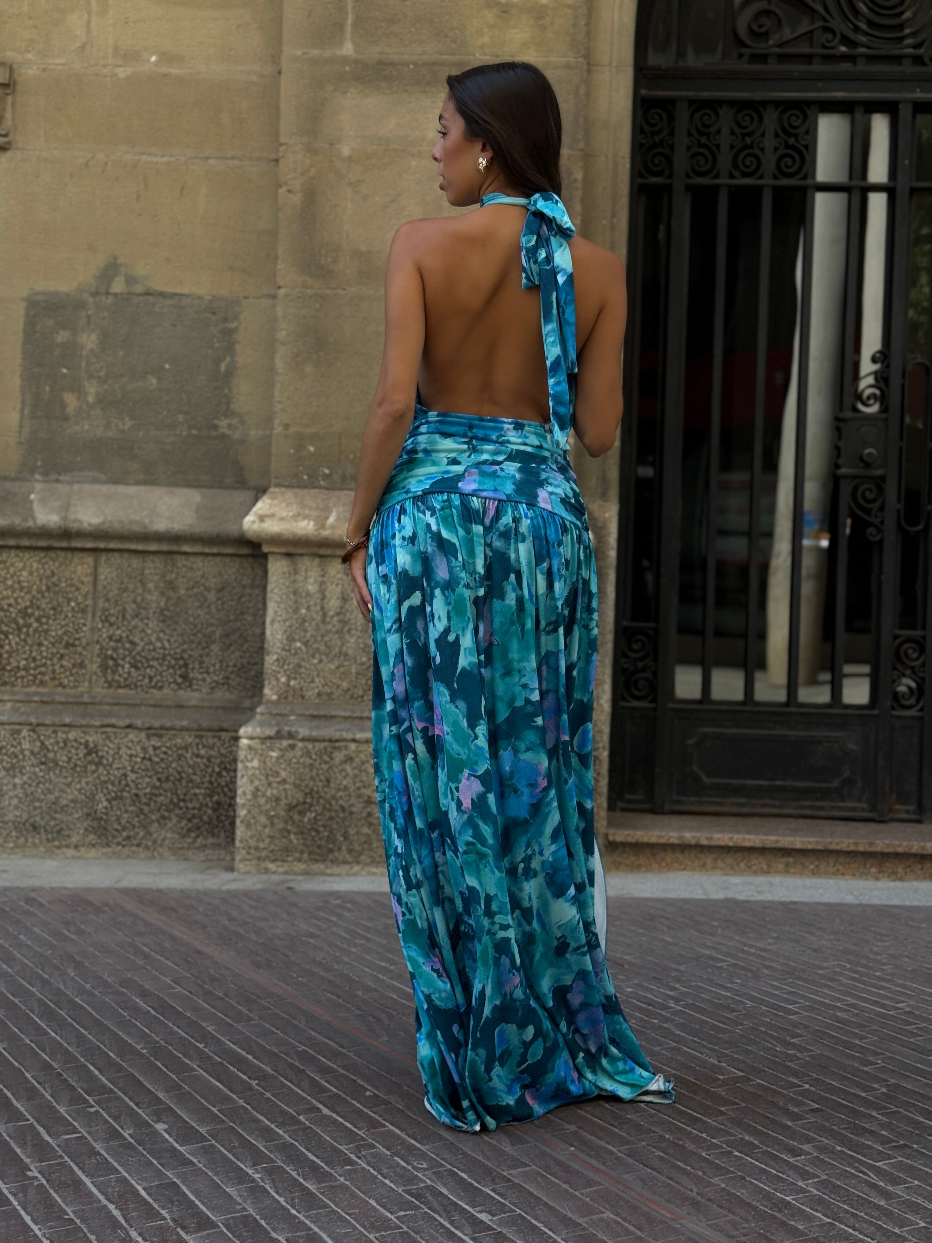 Niria printed halter dress