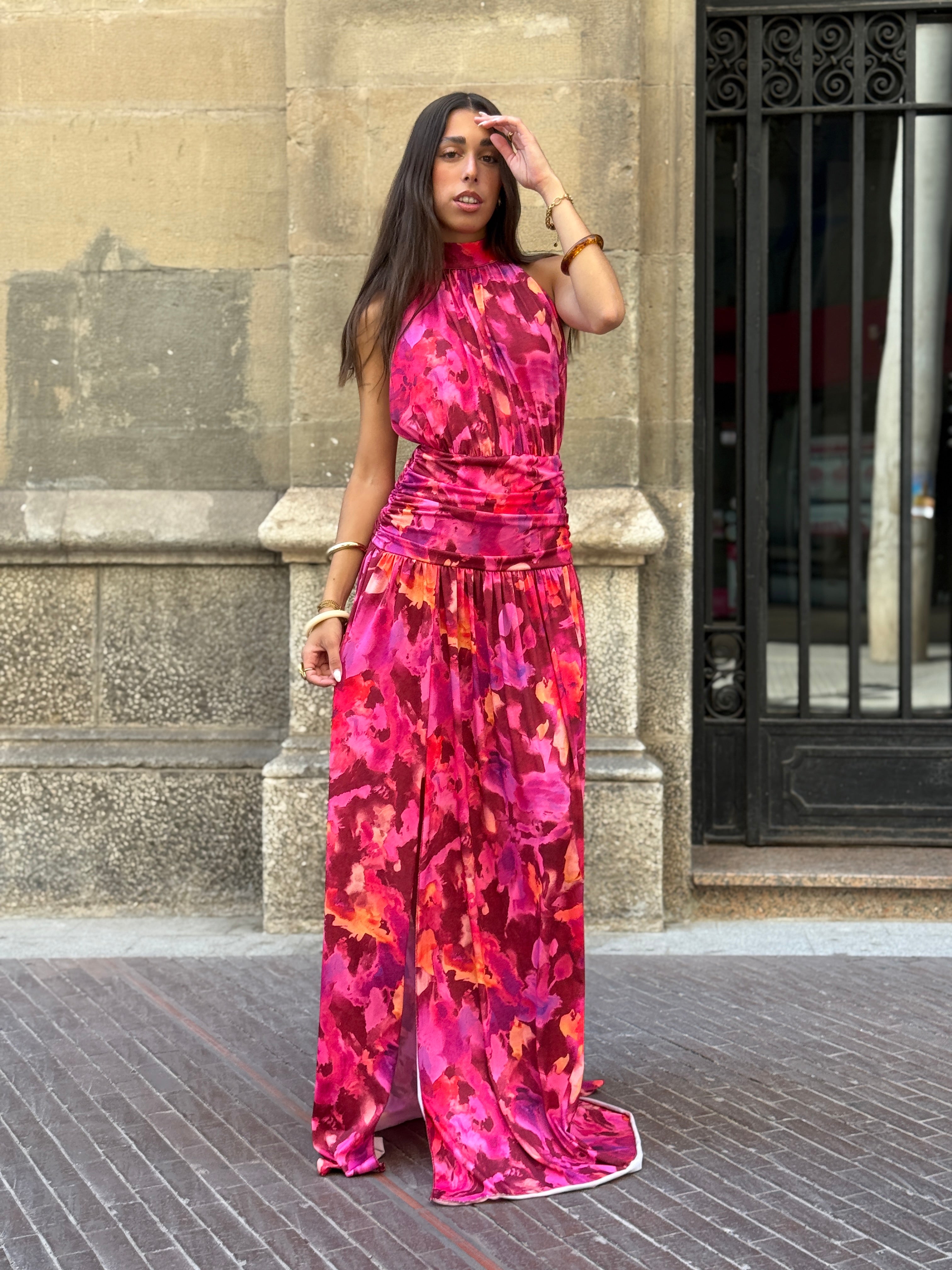 Niria printed halter dress