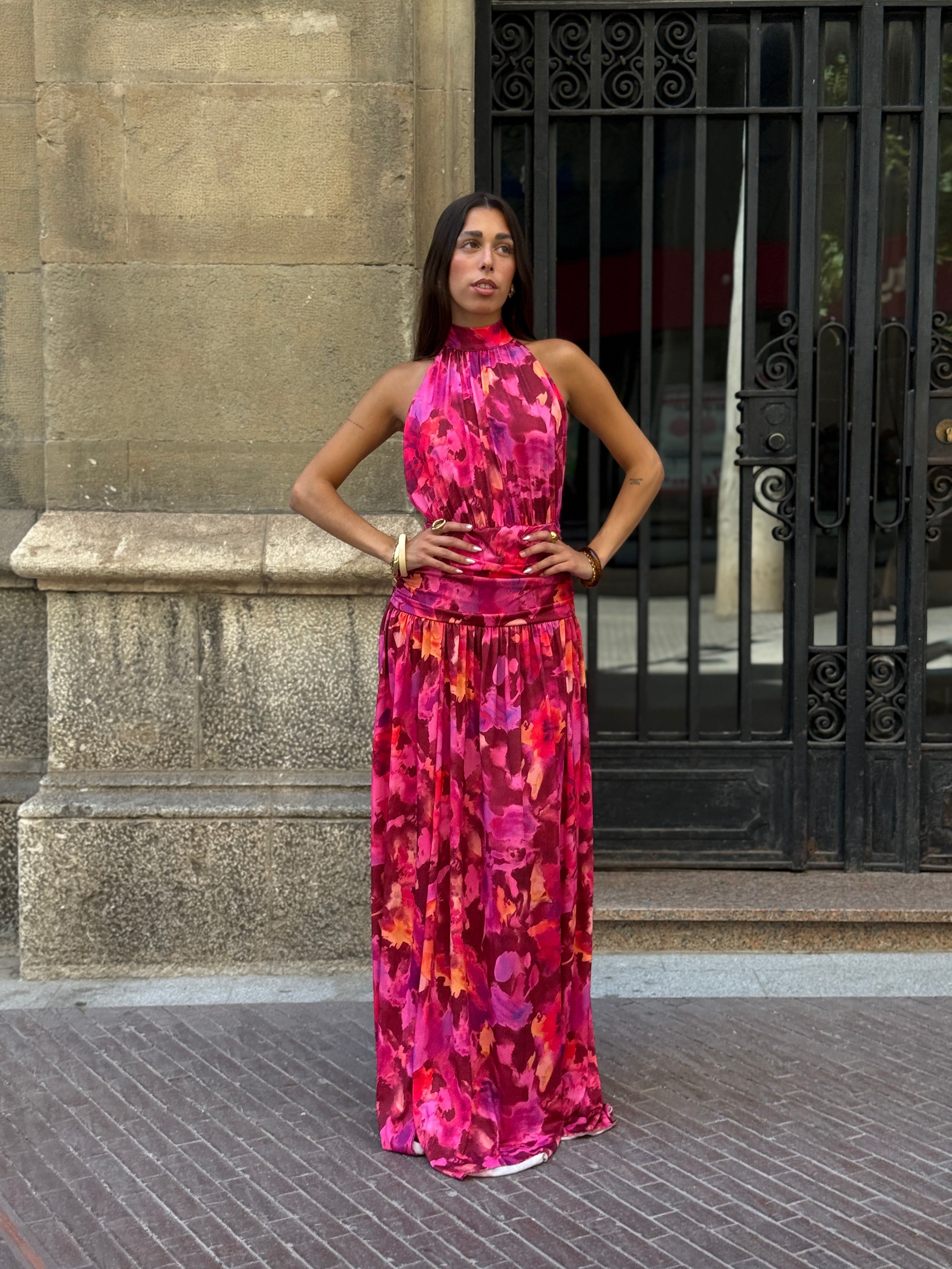 Niria printed halter dress