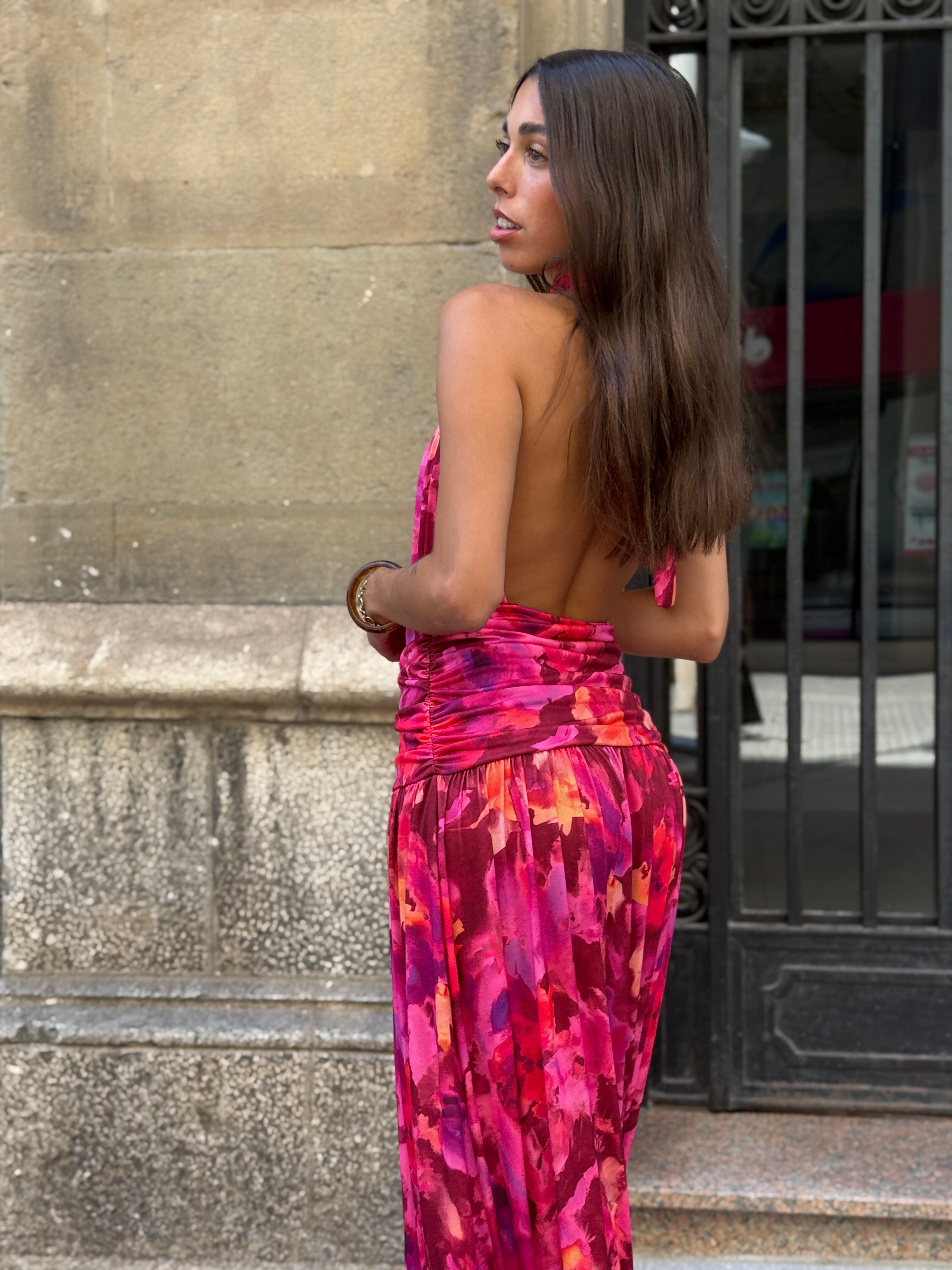 Niria printed halter dress