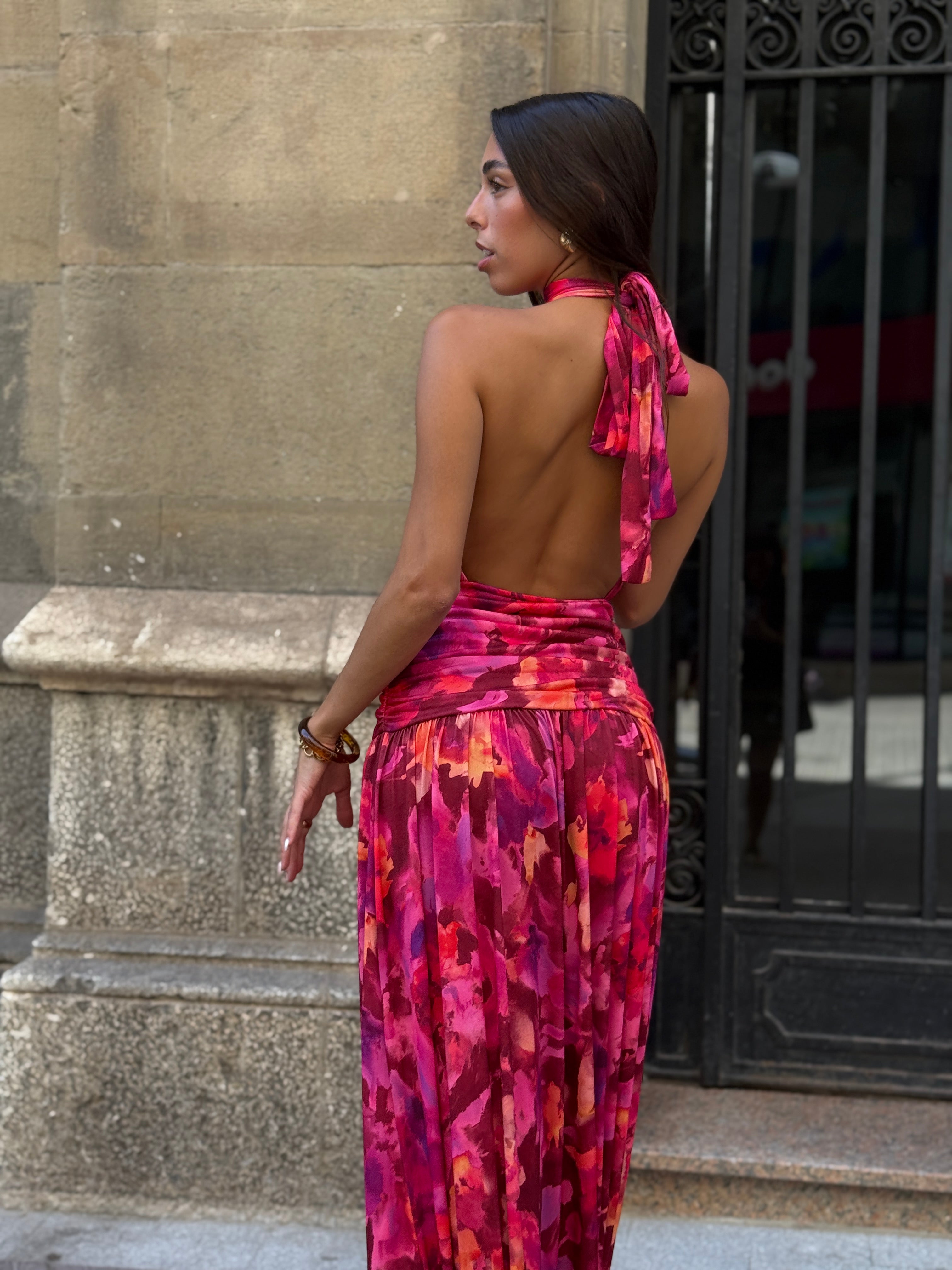 Niria printed halter dress
