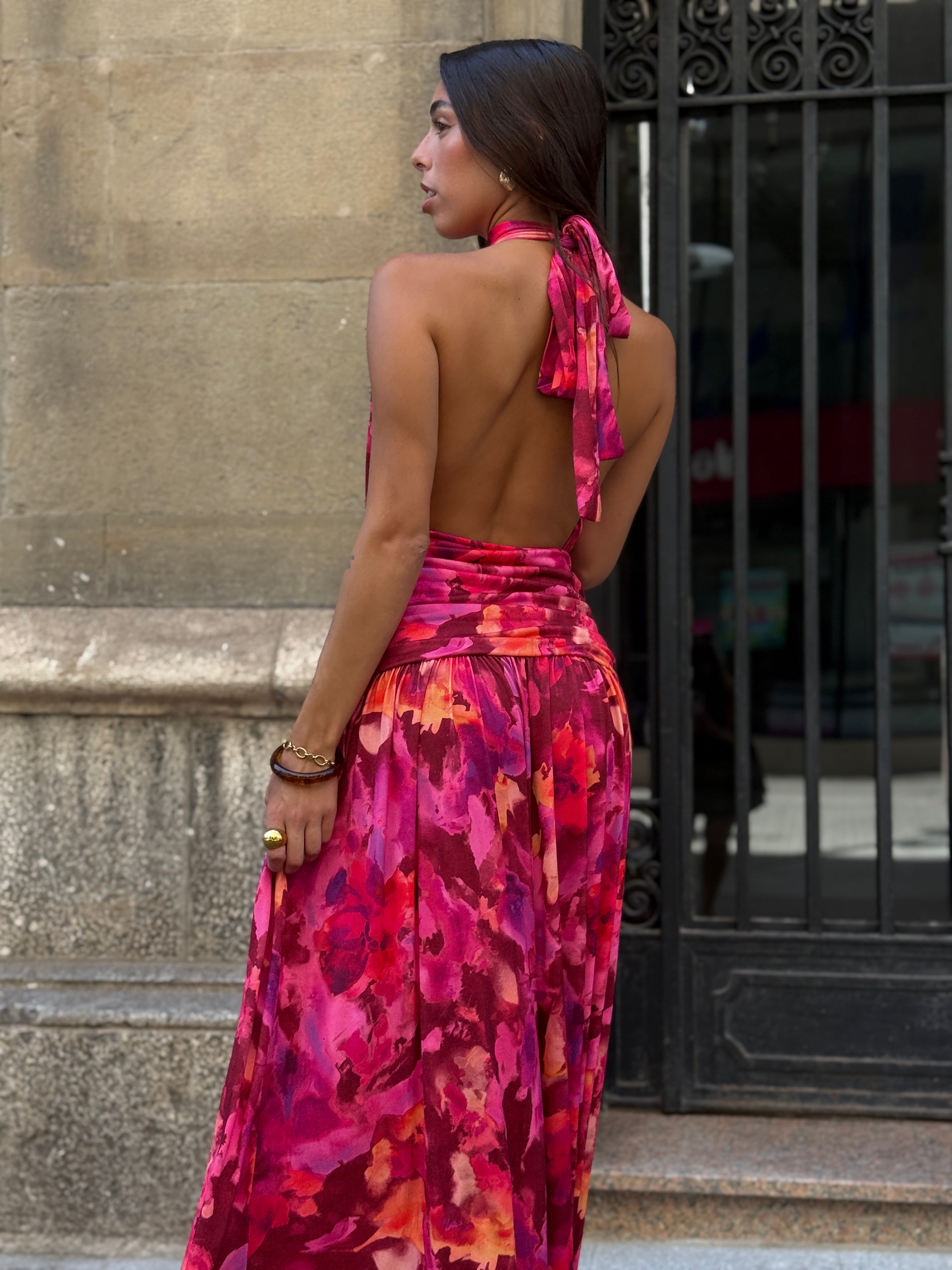 Niria printed halter dress
