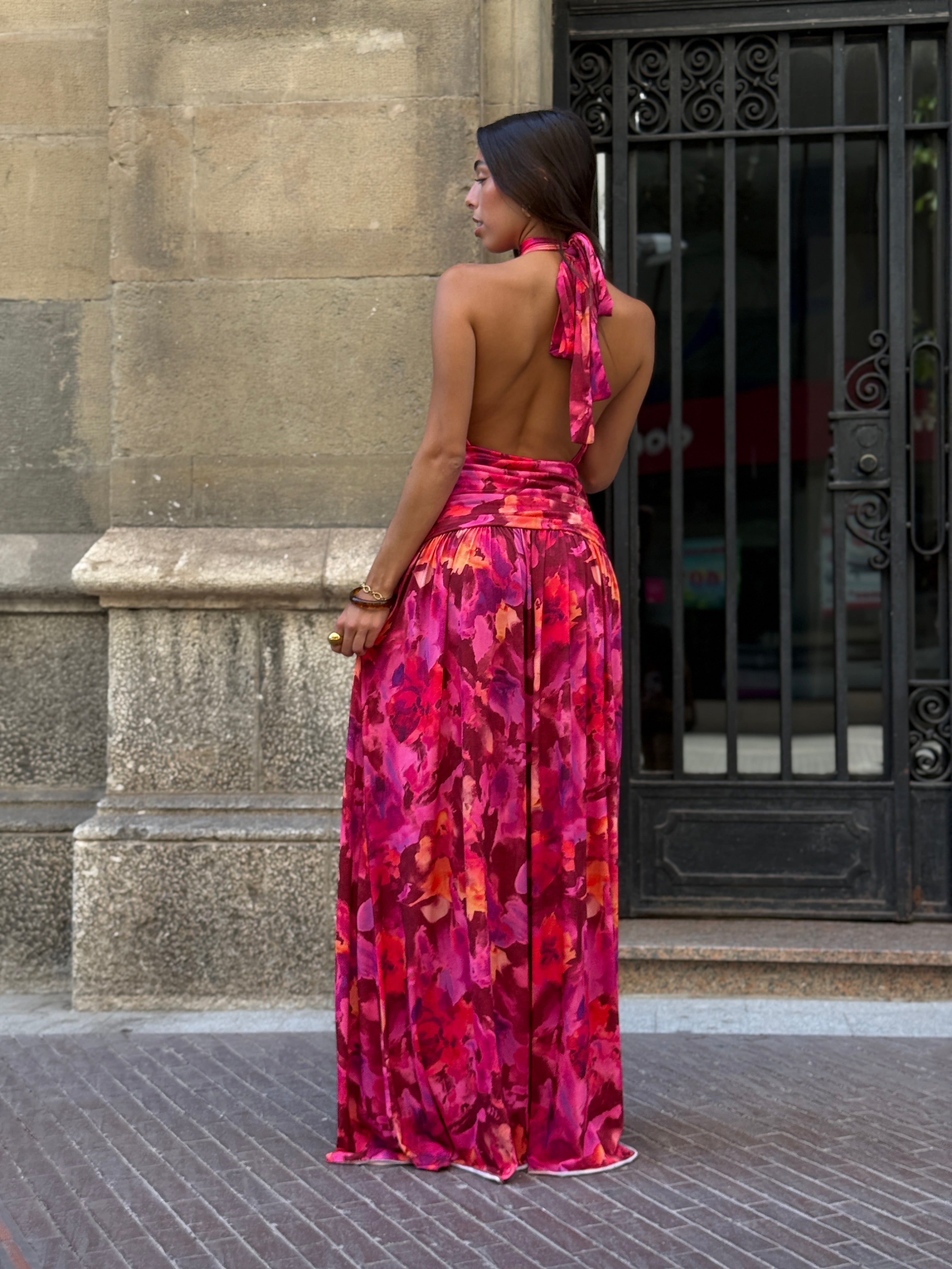 Niria printed halter dress