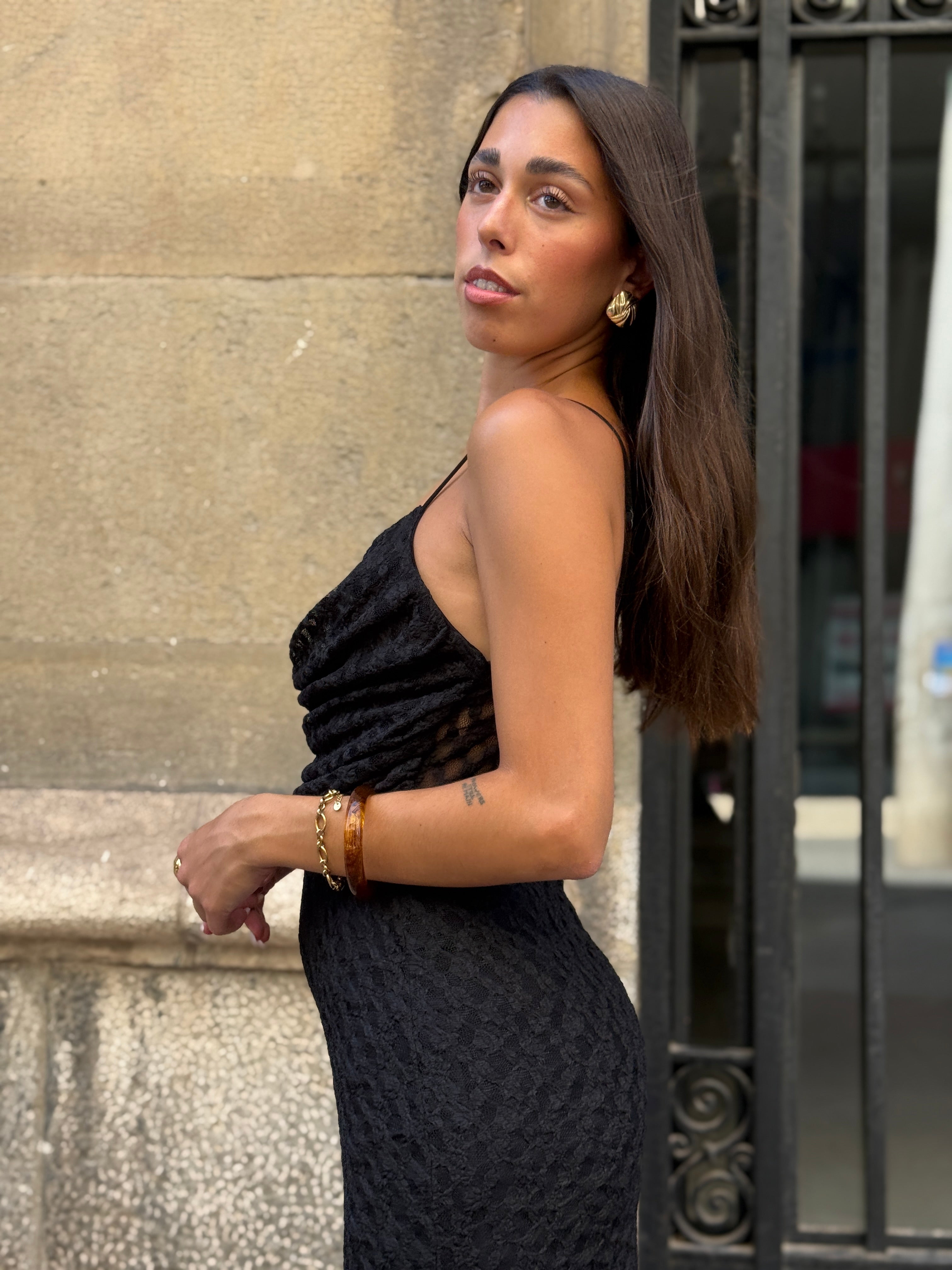 Elisa lace draped dress