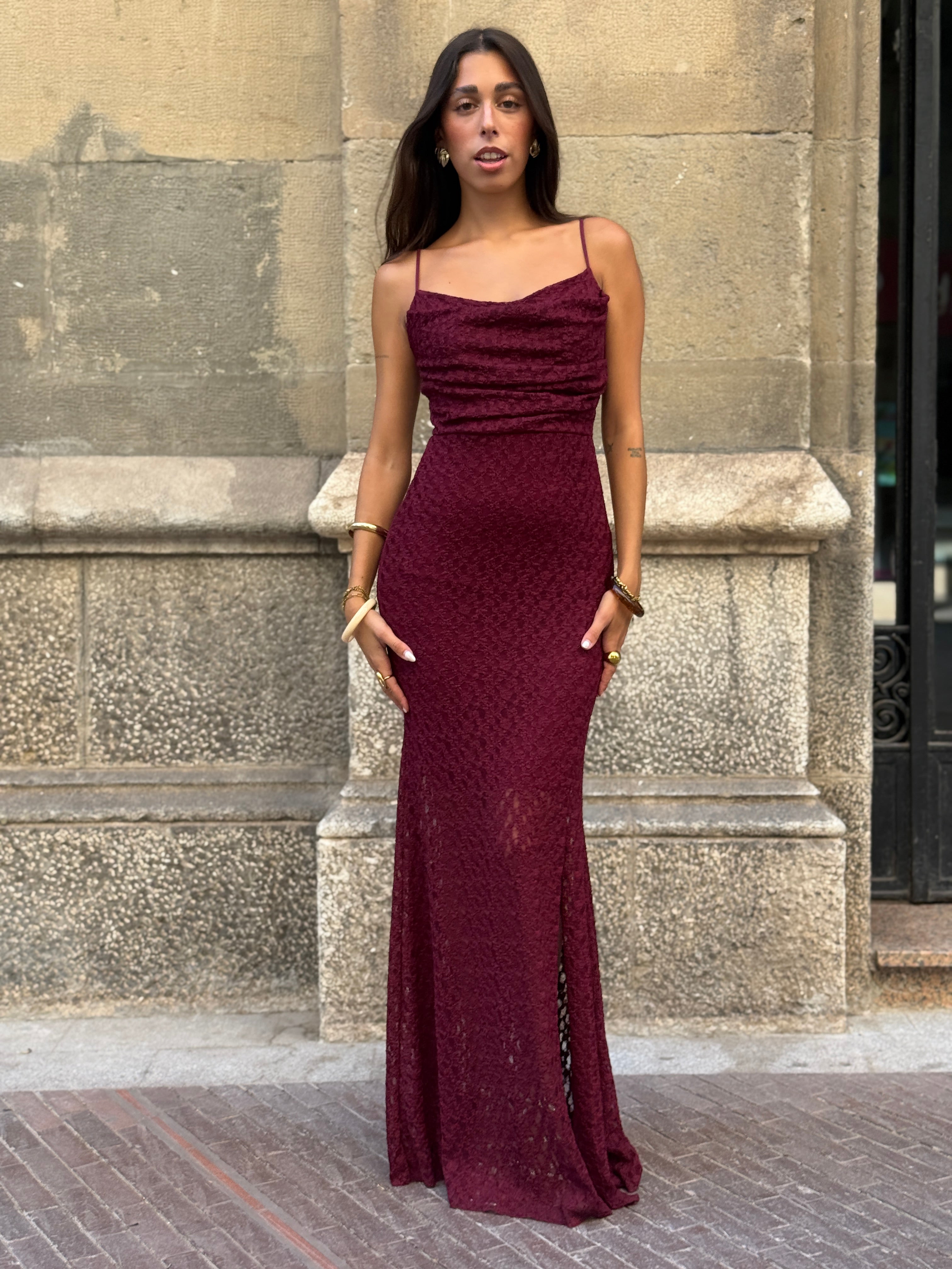 Elisa lace draped dress