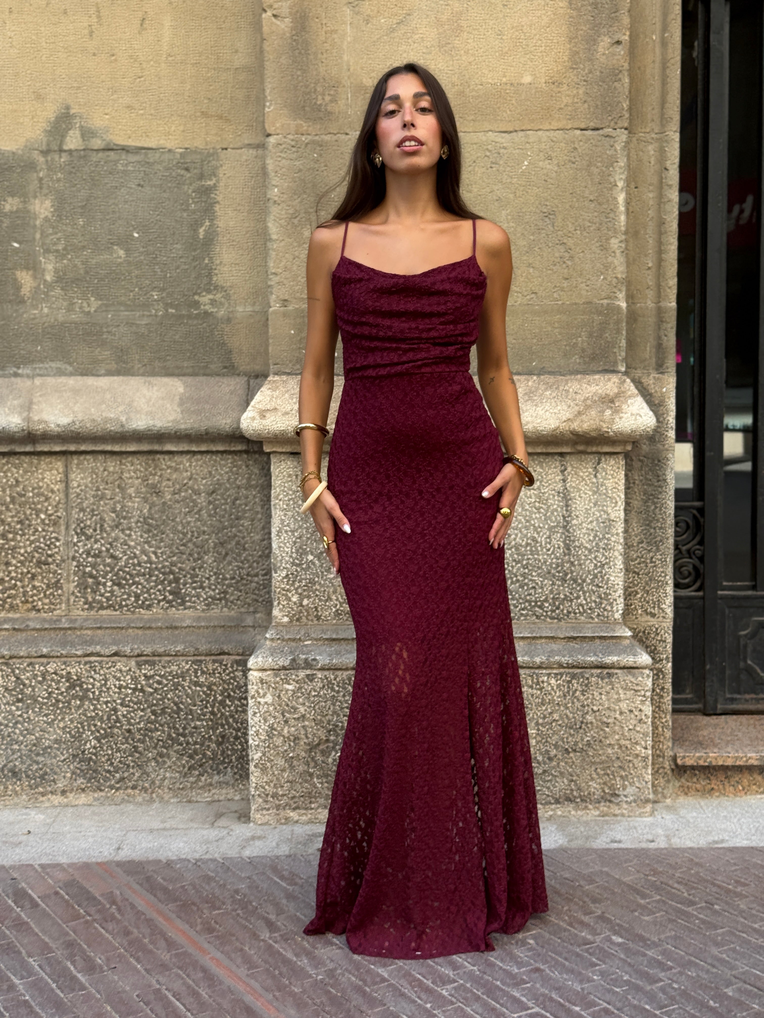 Elisa lace draped dress