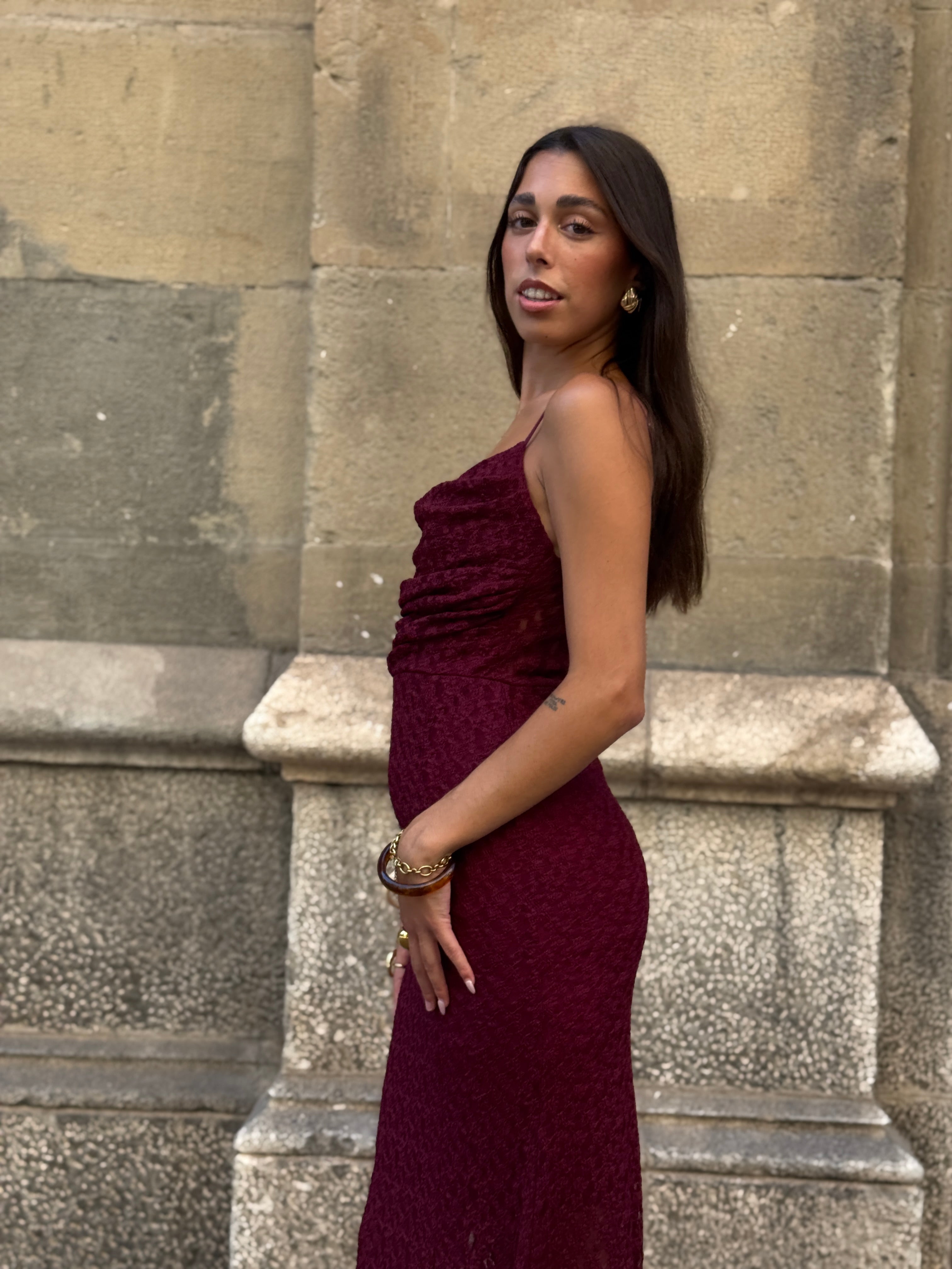Elisa lace draped dress