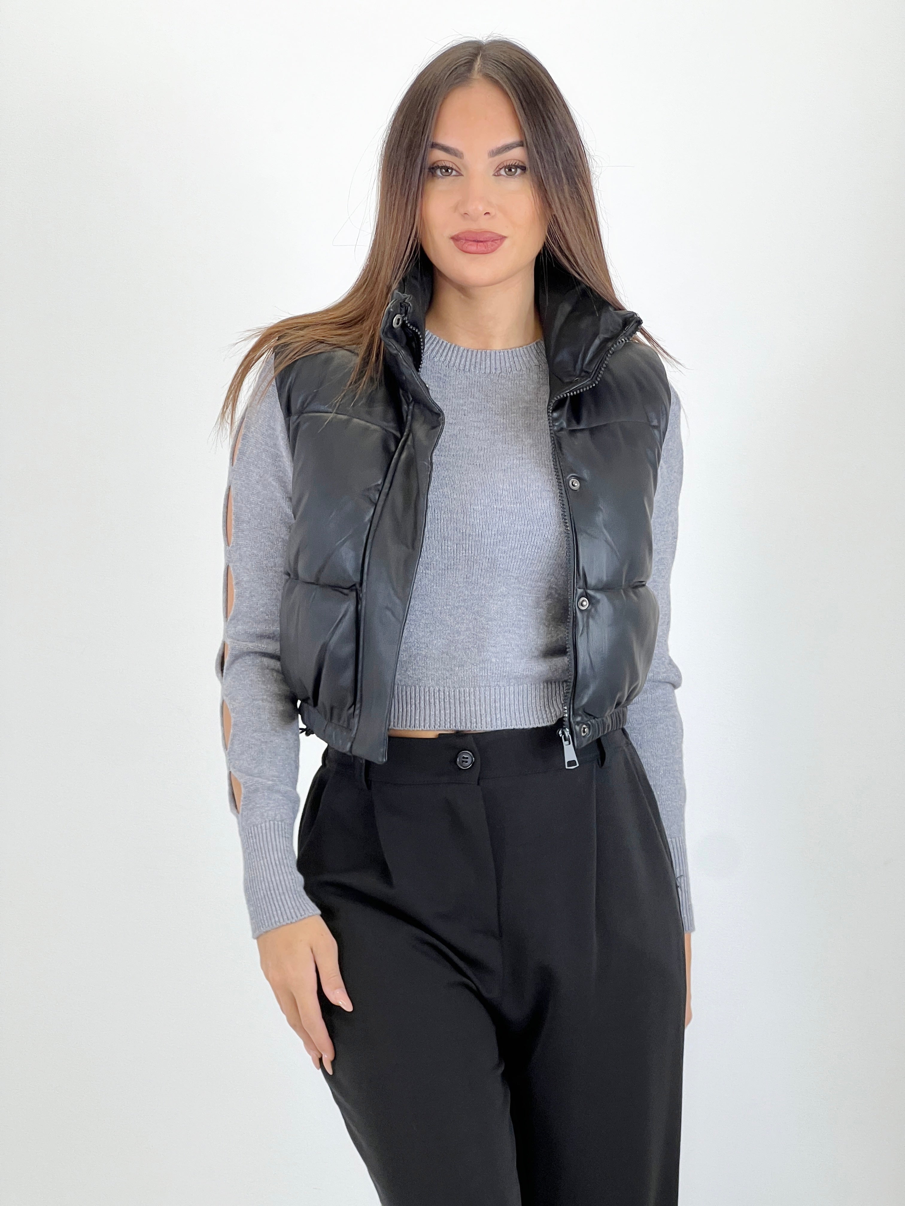 Chaleco acolchado efecto piel