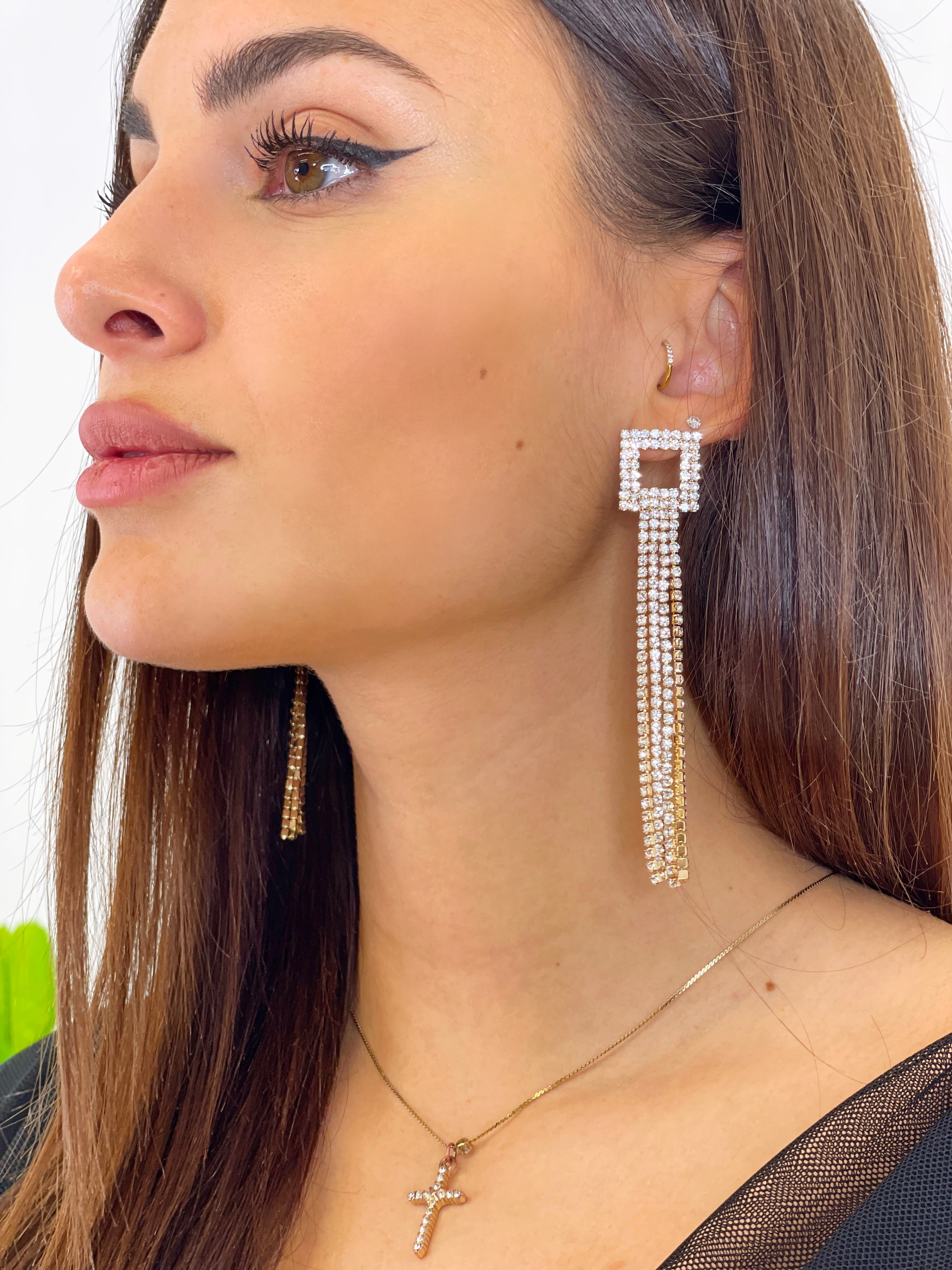 Pendientes cuadrado grande pedrería - Zebra&Maduixa®