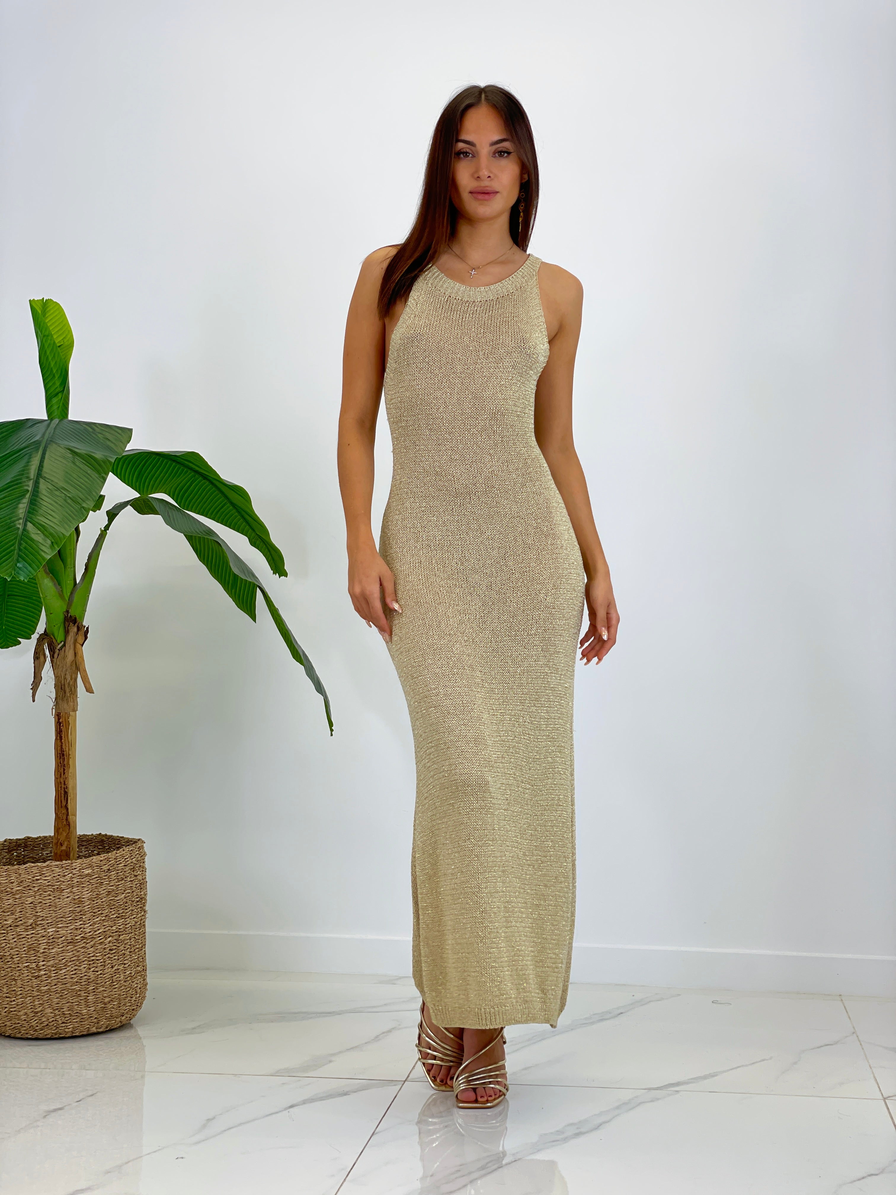 Vestido croché lurex