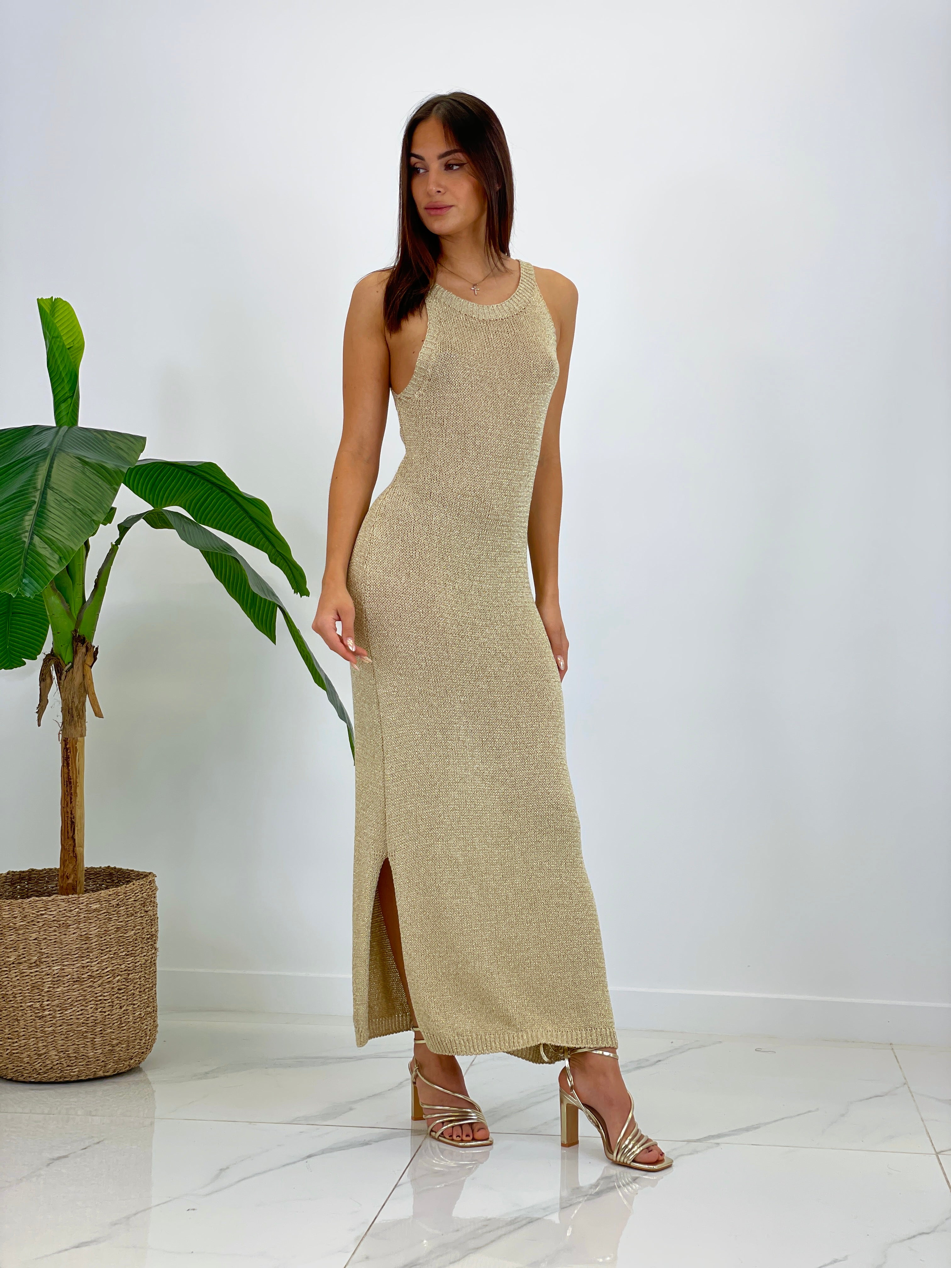 Vestido croché lurex