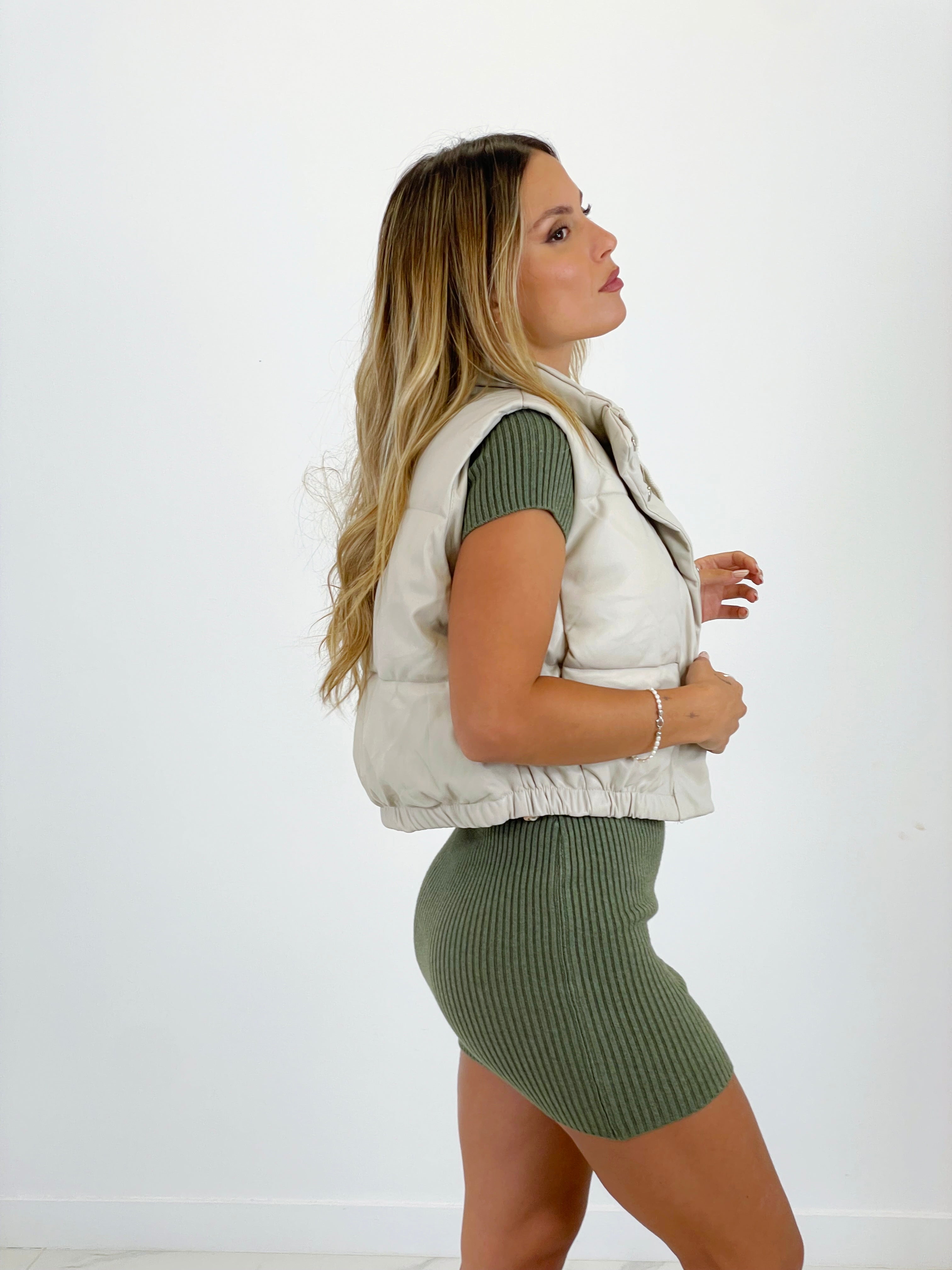 Chaleco acolchado efecto piel