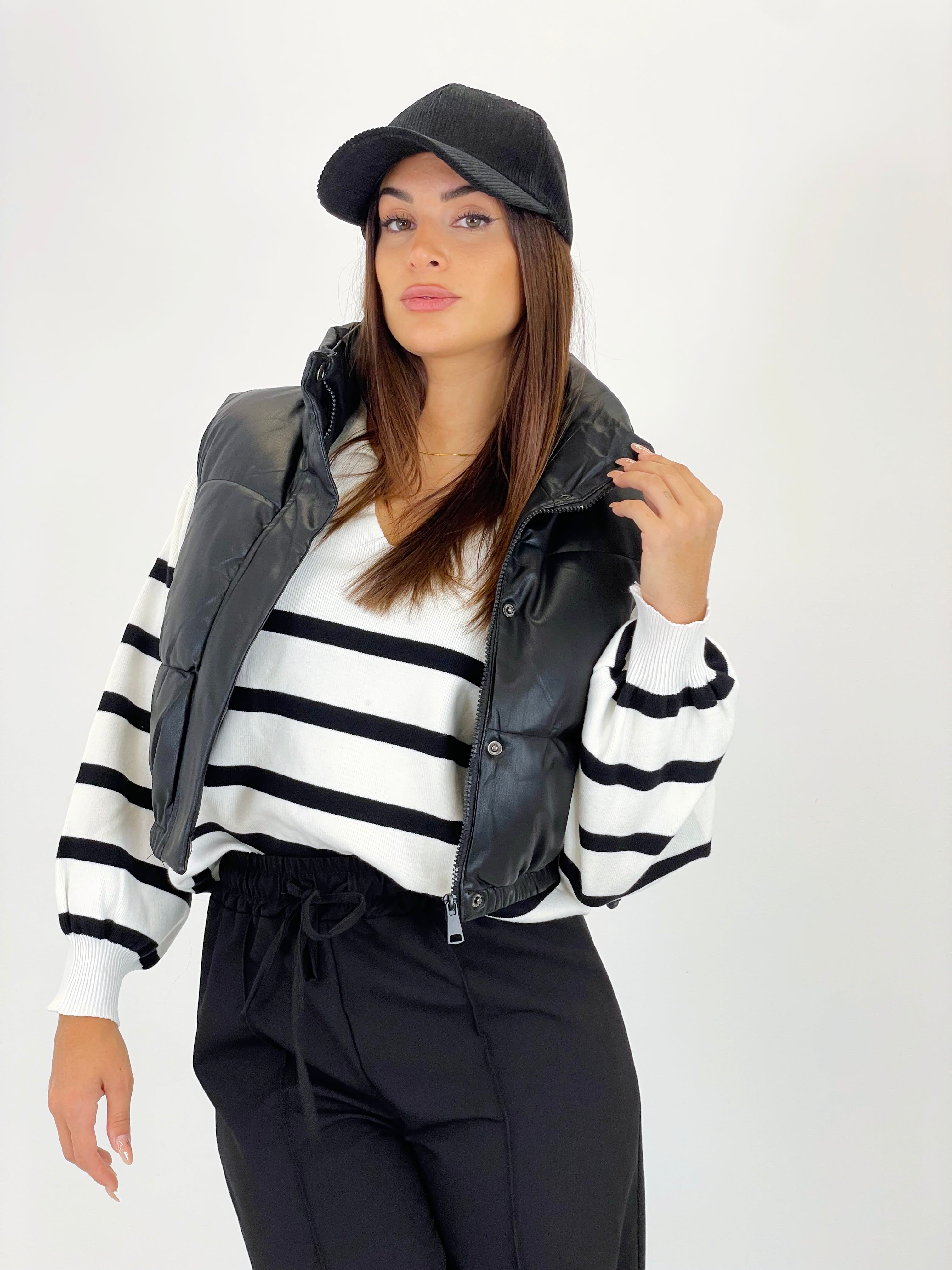 Chaleco acolchado efecto piel