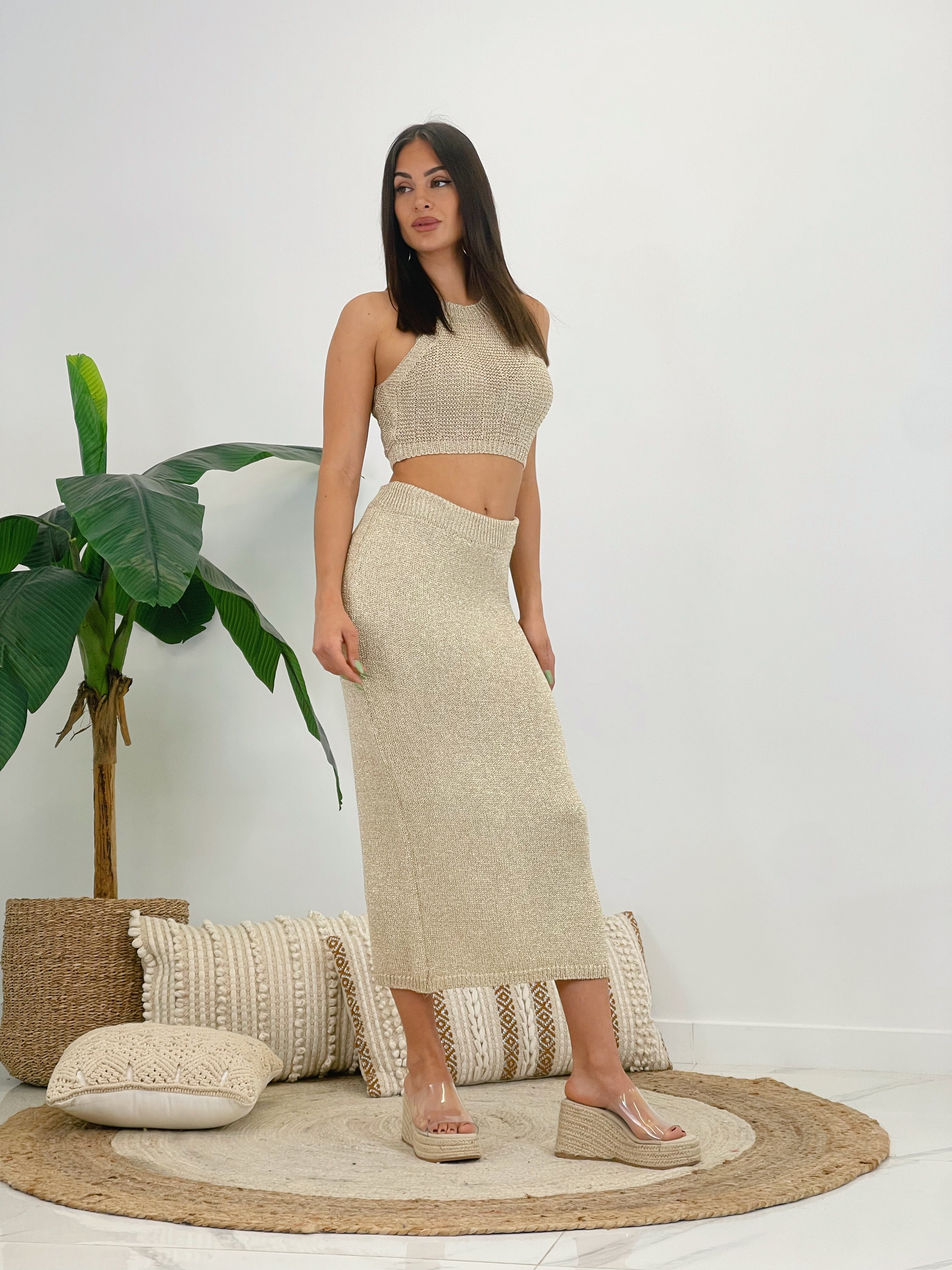 Knitted midi skirt