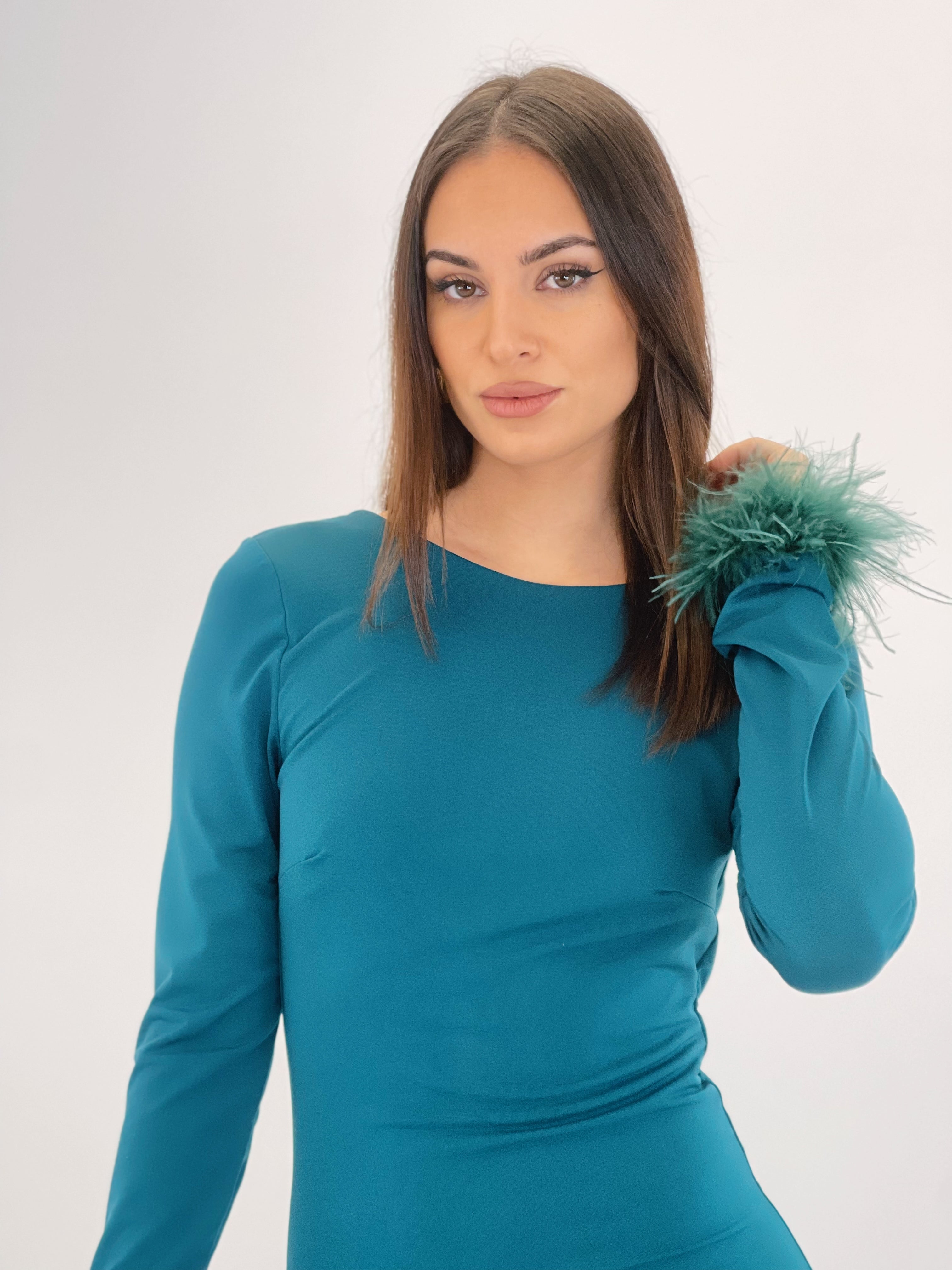 Vestido sirena plumas