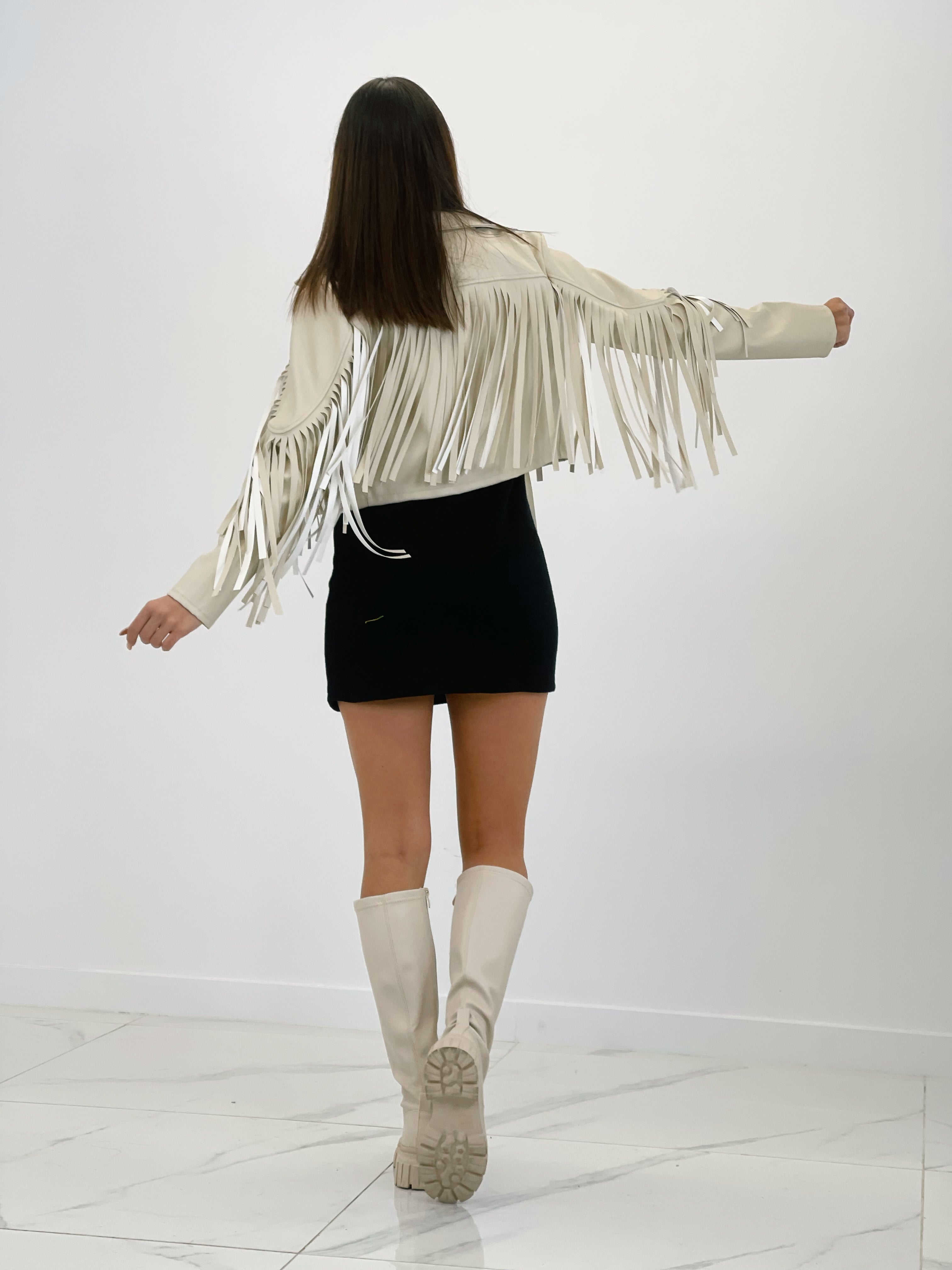 Chaqueta efecto piel con flecos - Zebra&Maduixa®