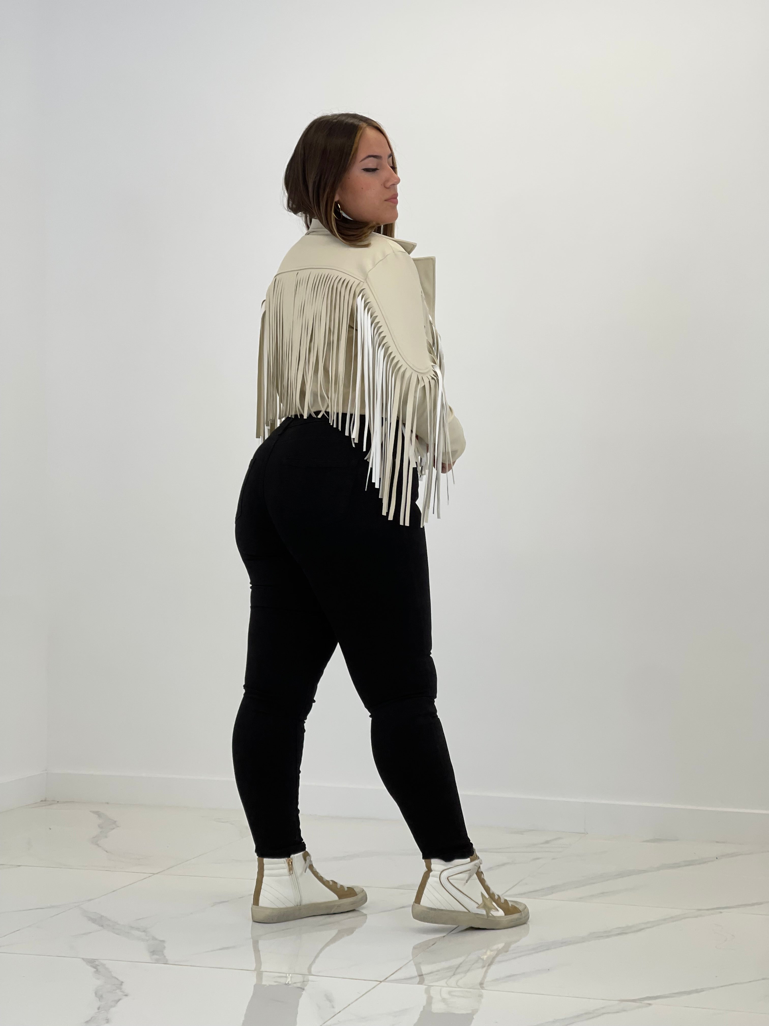 Chaqueta efecto piel con flecos - Zebra&Maduixa®