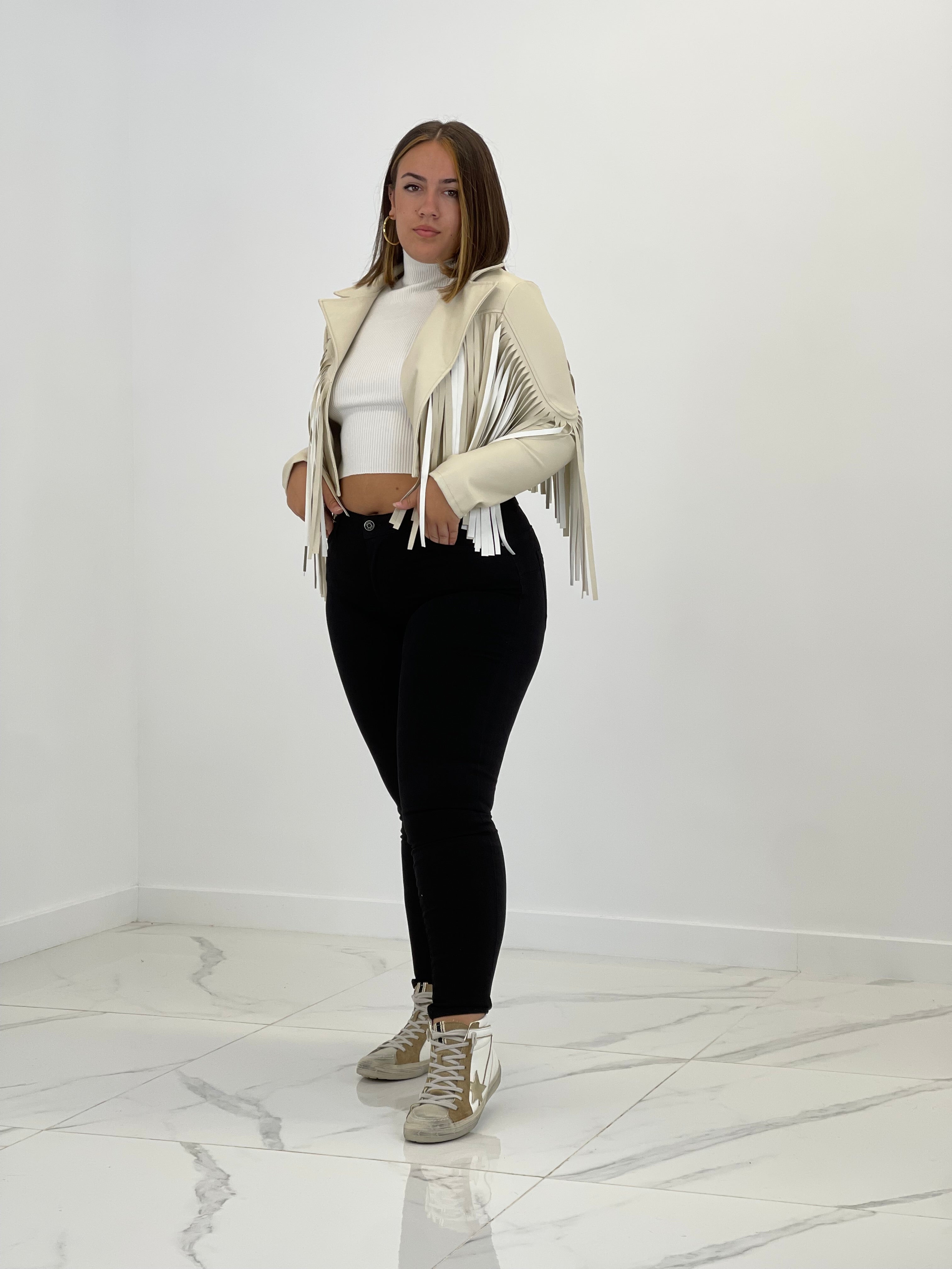 Chaqueta efecto piel con flecos - Zebra&Maduixa®