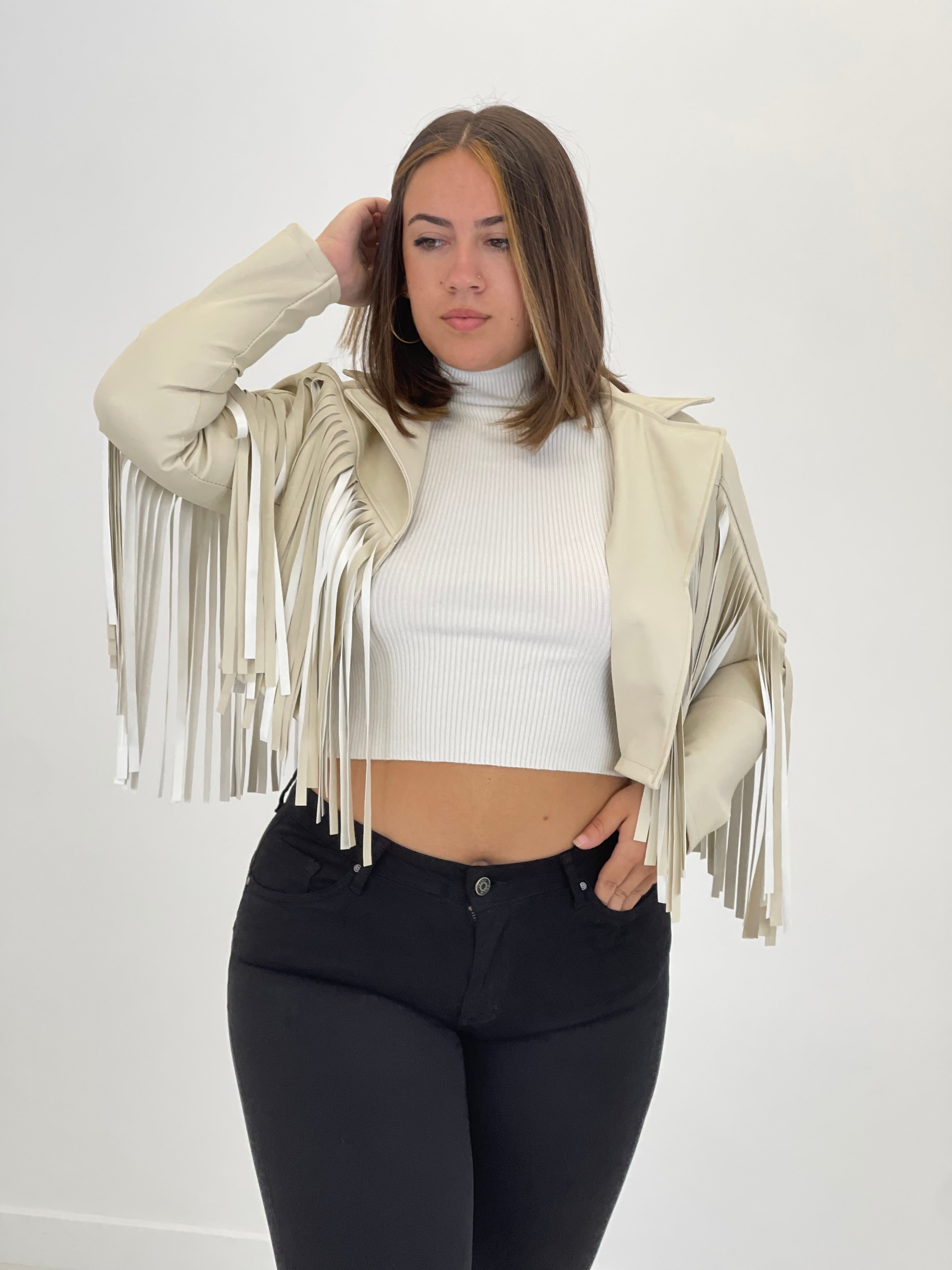 Chaqueta efecto piel con flecos - Zebra&Maduixa®