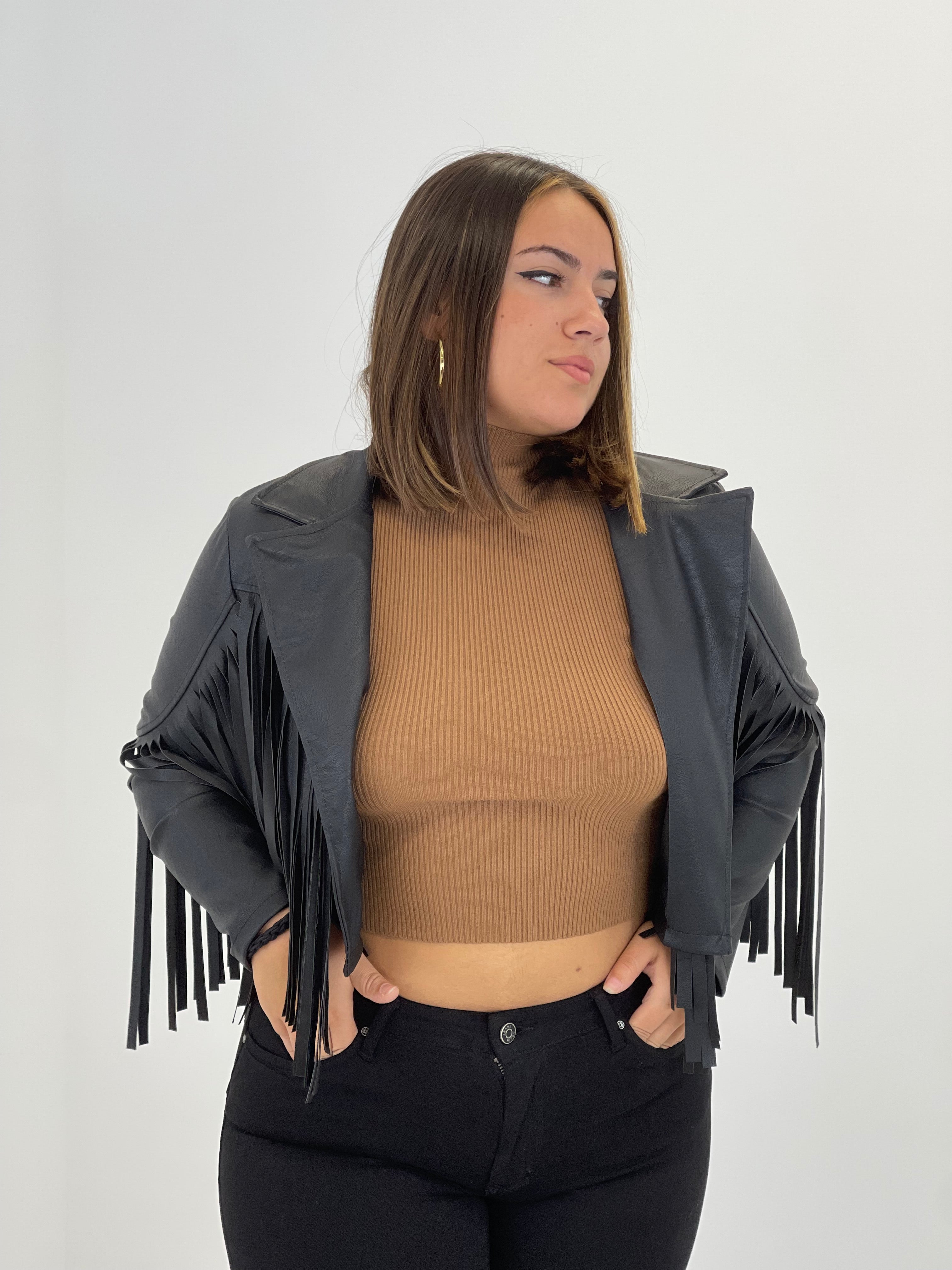 Chaqueta efecto piel con flecos - Zebra&Maduixa®
