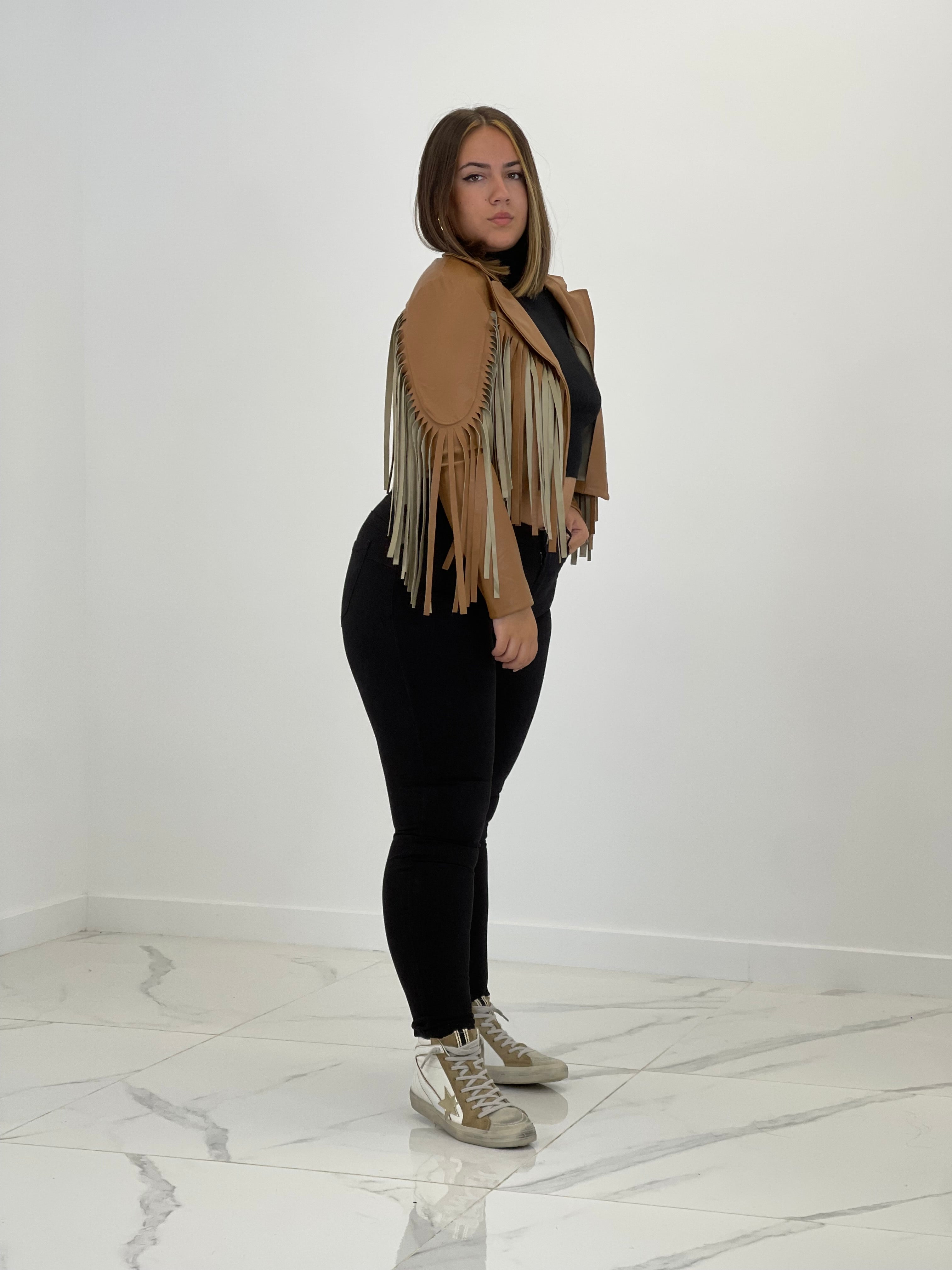 Chaqueta efecto piel con flecos - Zebra&Maduixa®