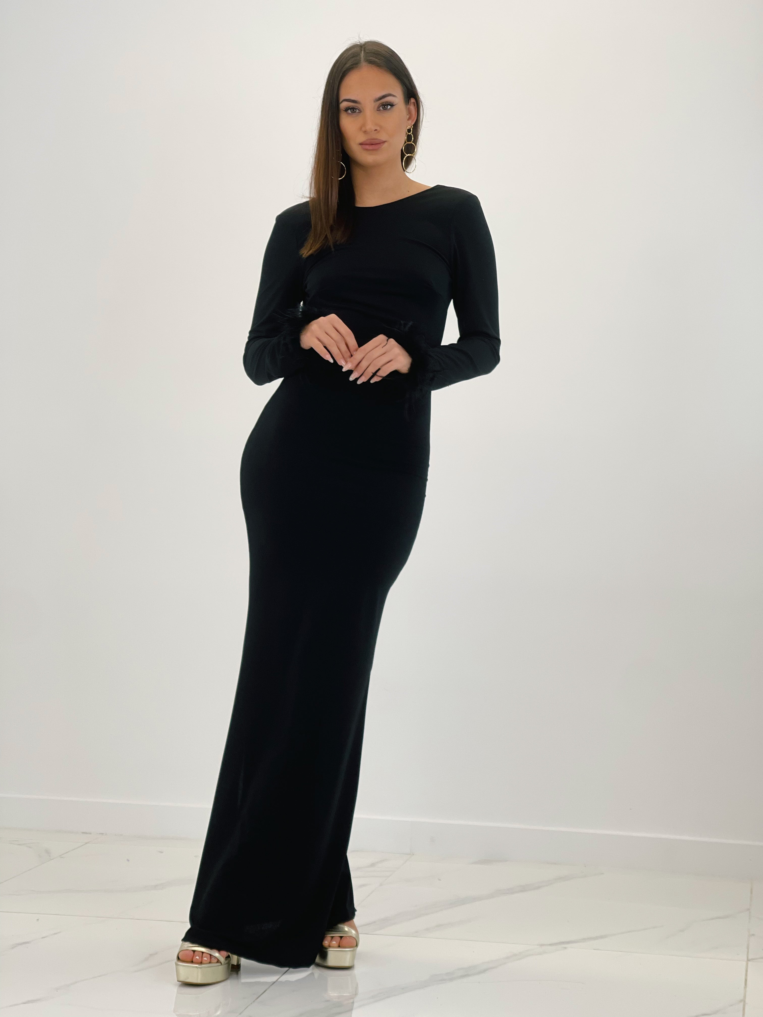 Vestido sirena plumas