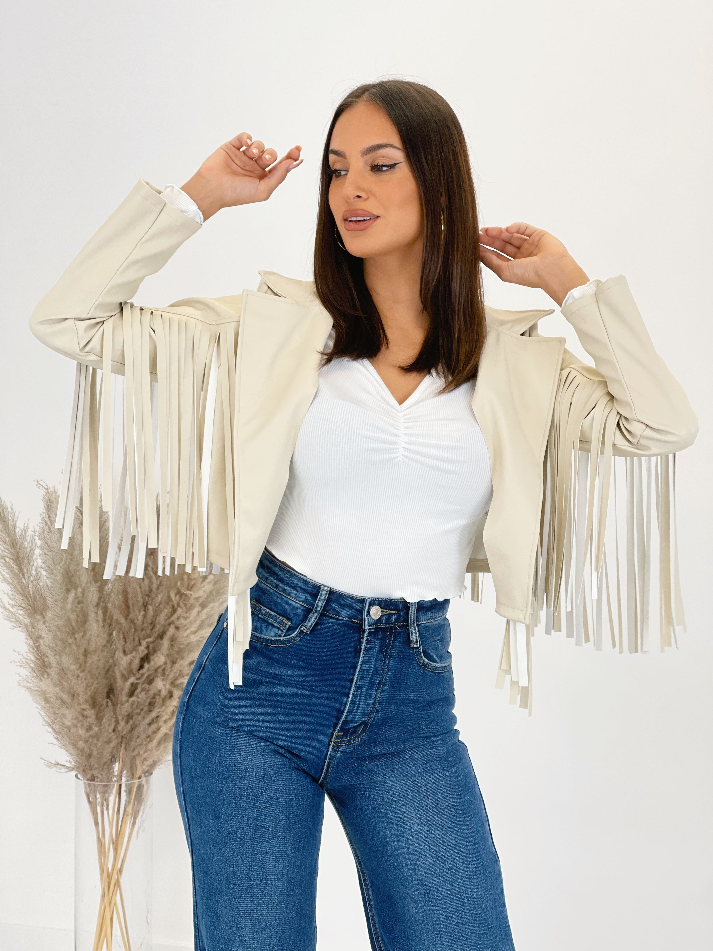 Chaqueta efecto piel con flecos - Zebra&Maduixa®