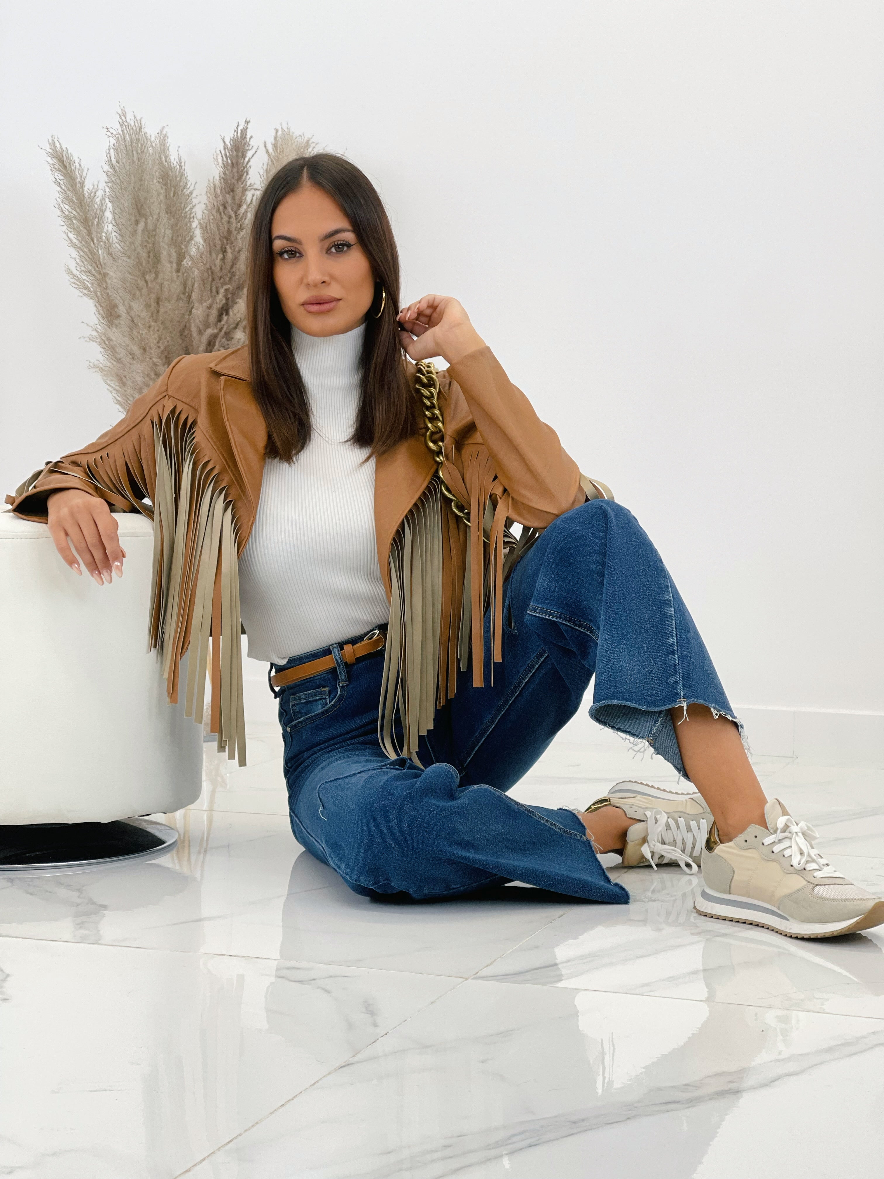 Chaqueta efecto piel con flecos - Zebra&Maduixa®