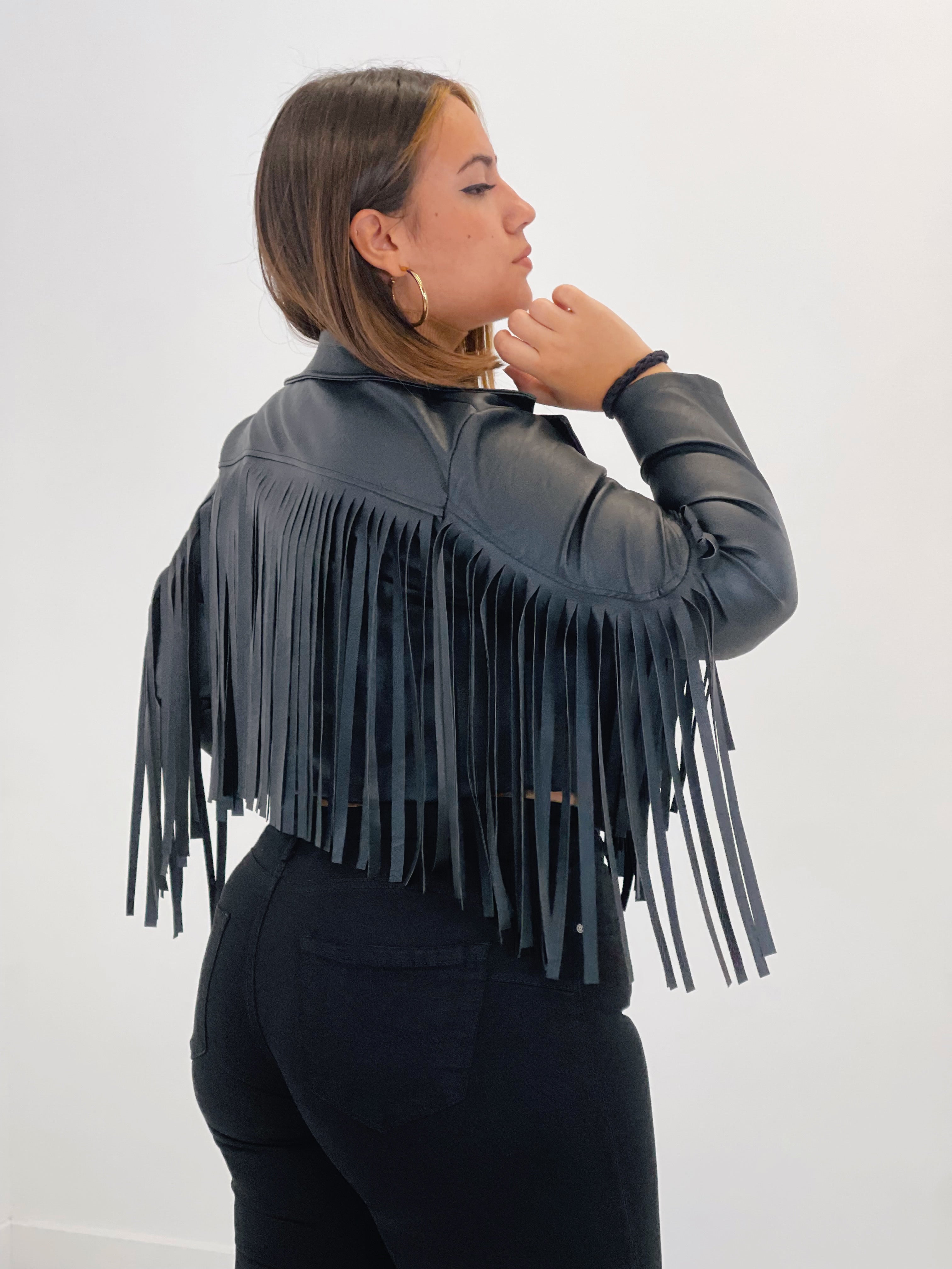 Chaqueta efecto piel con flecos - Zebra&Maduixa®