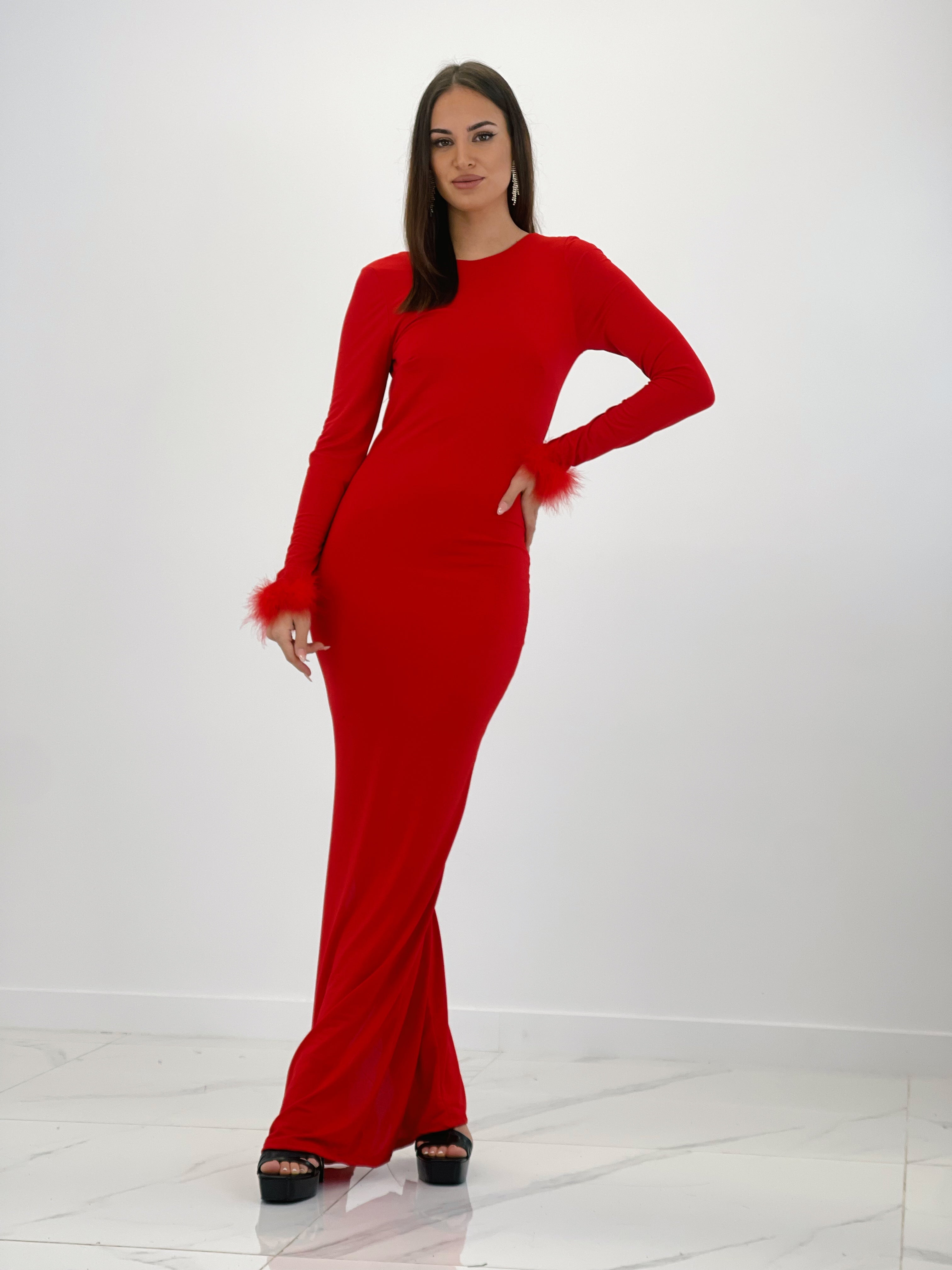 Vestido sirena plumas