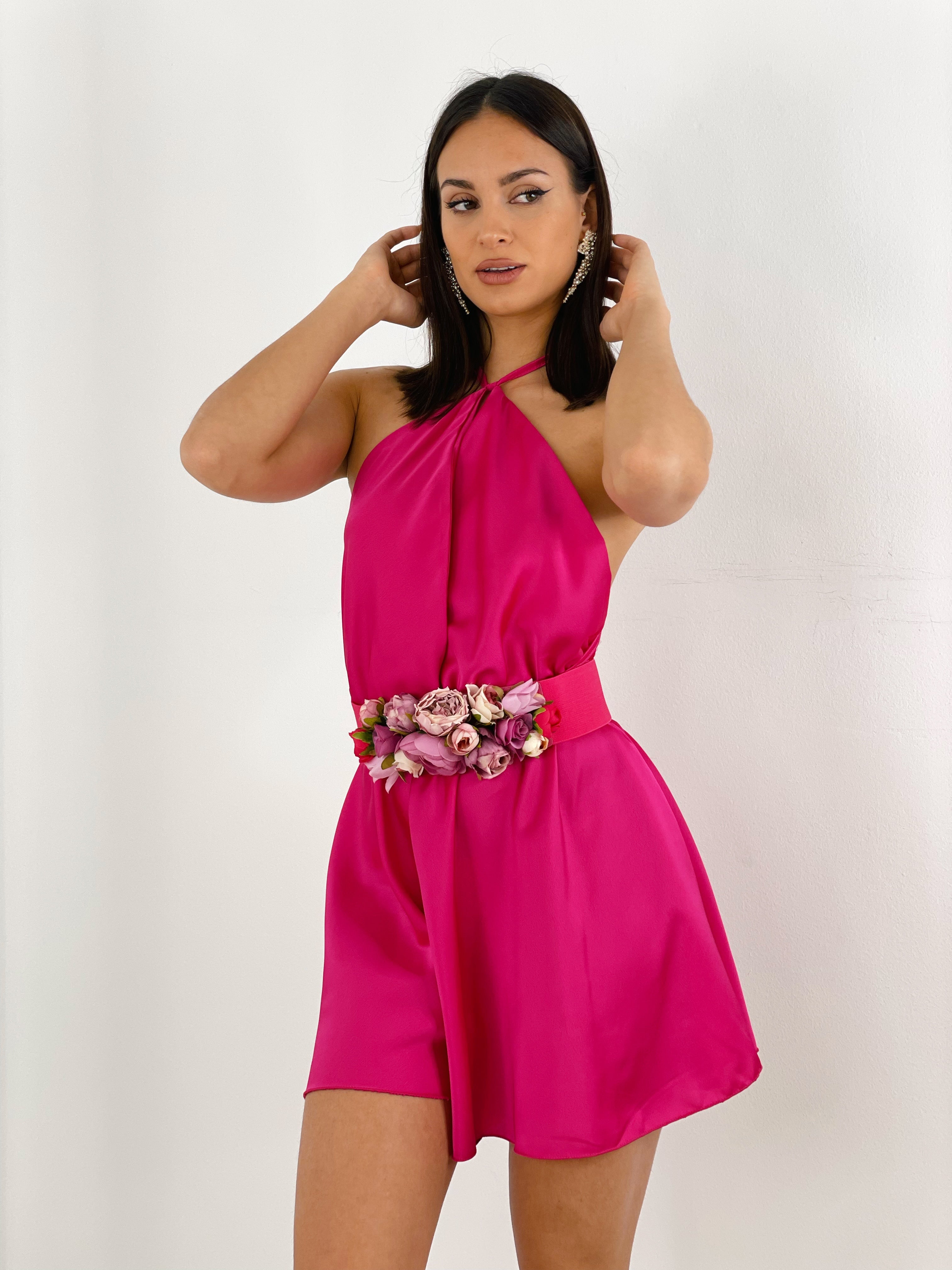 Cinturón floral goma fuscia | Zebra&Maduixa