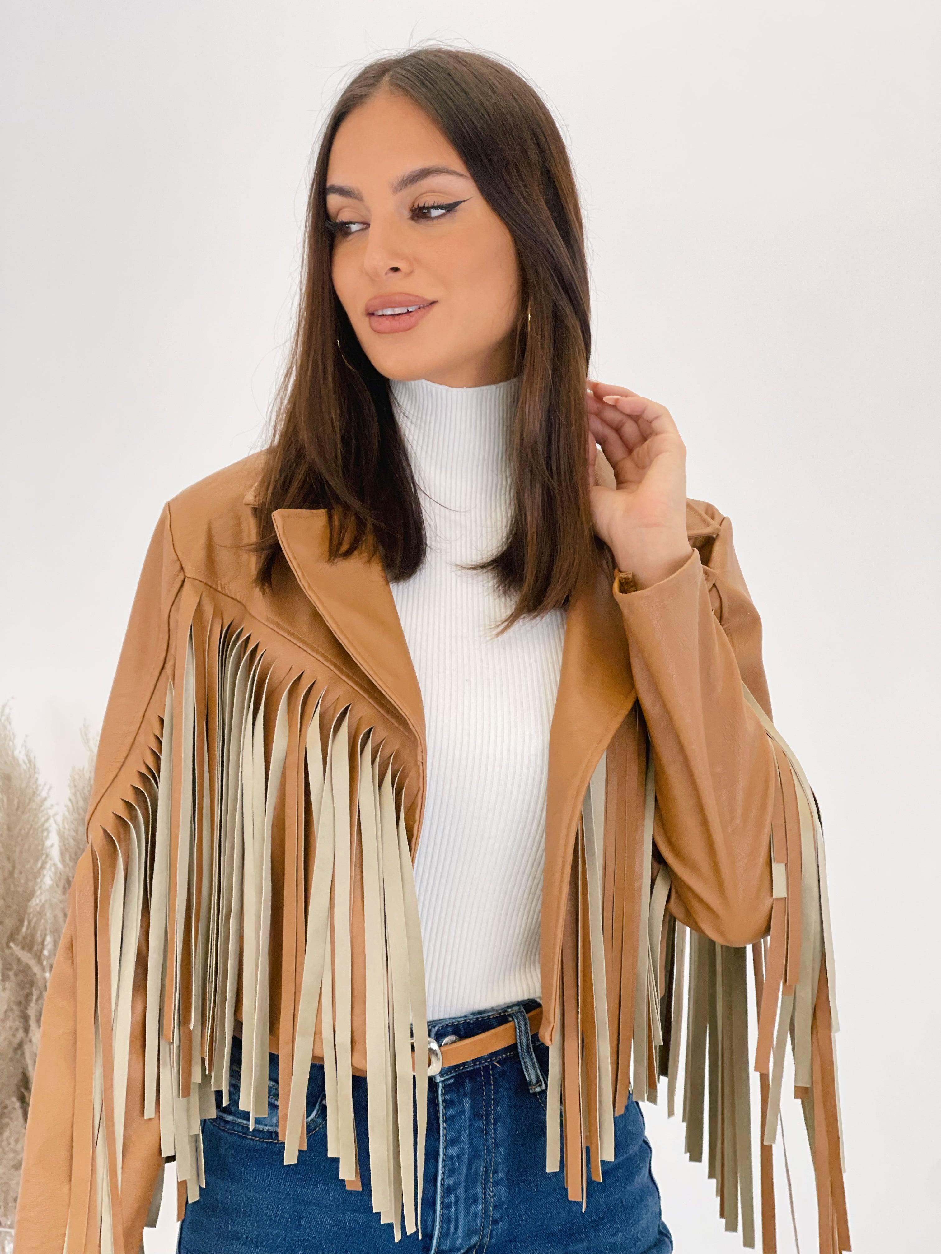 Chaqueta efecto piel con flecos - Zebra&Maduixa®