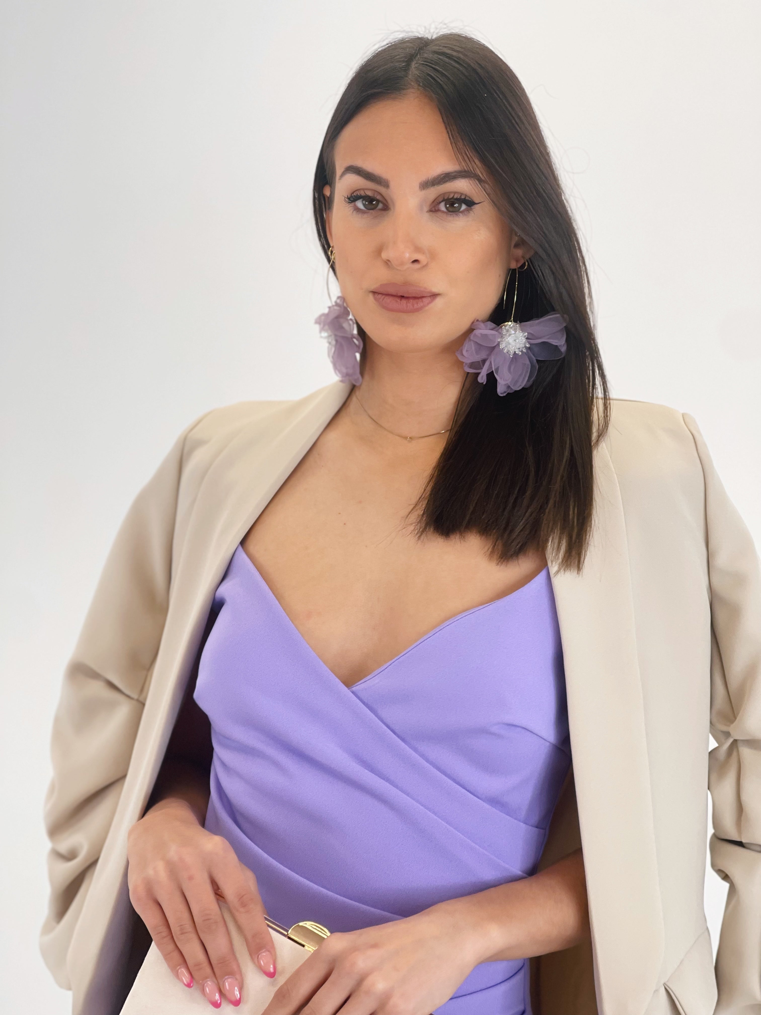 Pendientes flores de tul