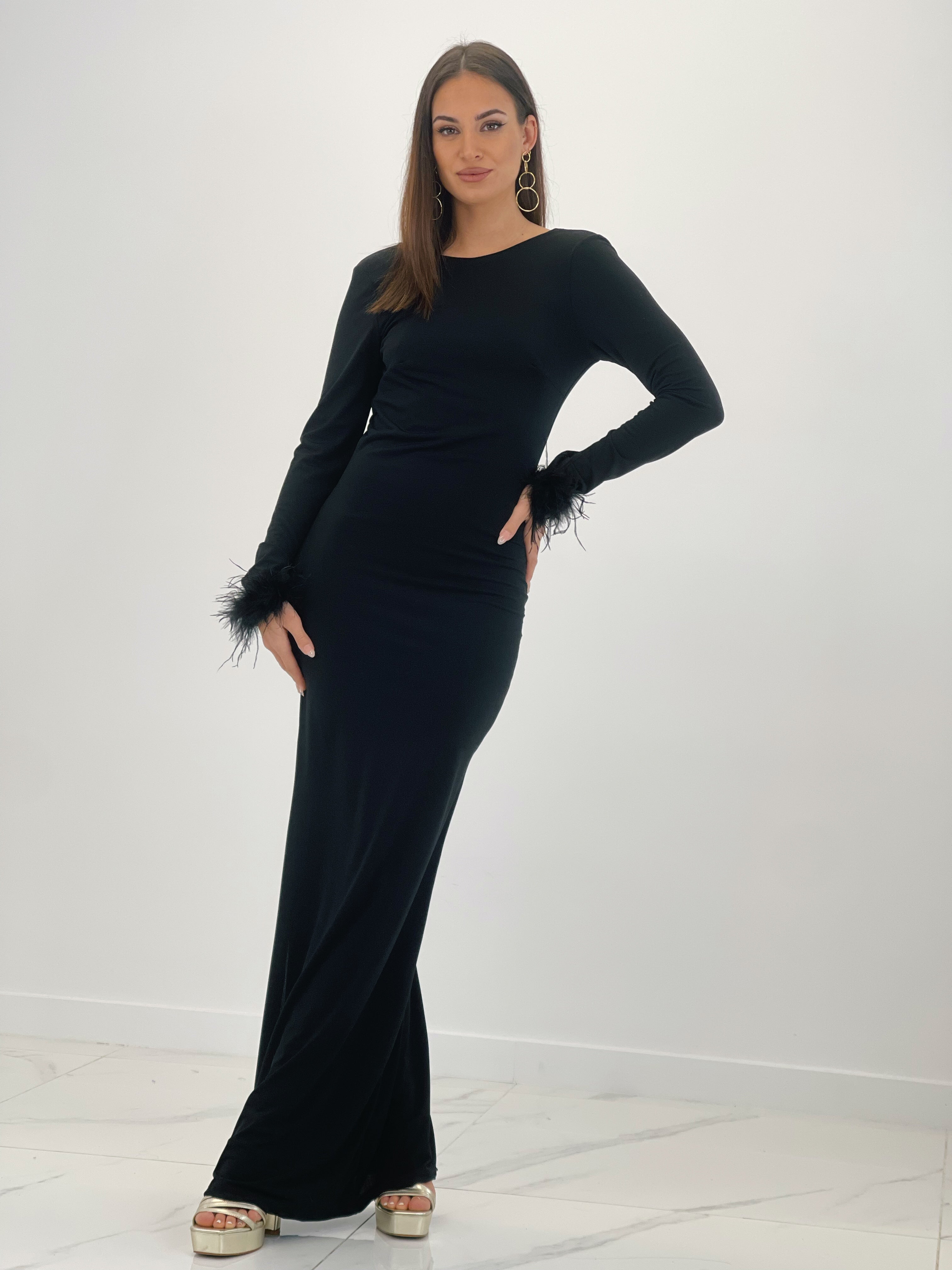 Vestido sirena plumas