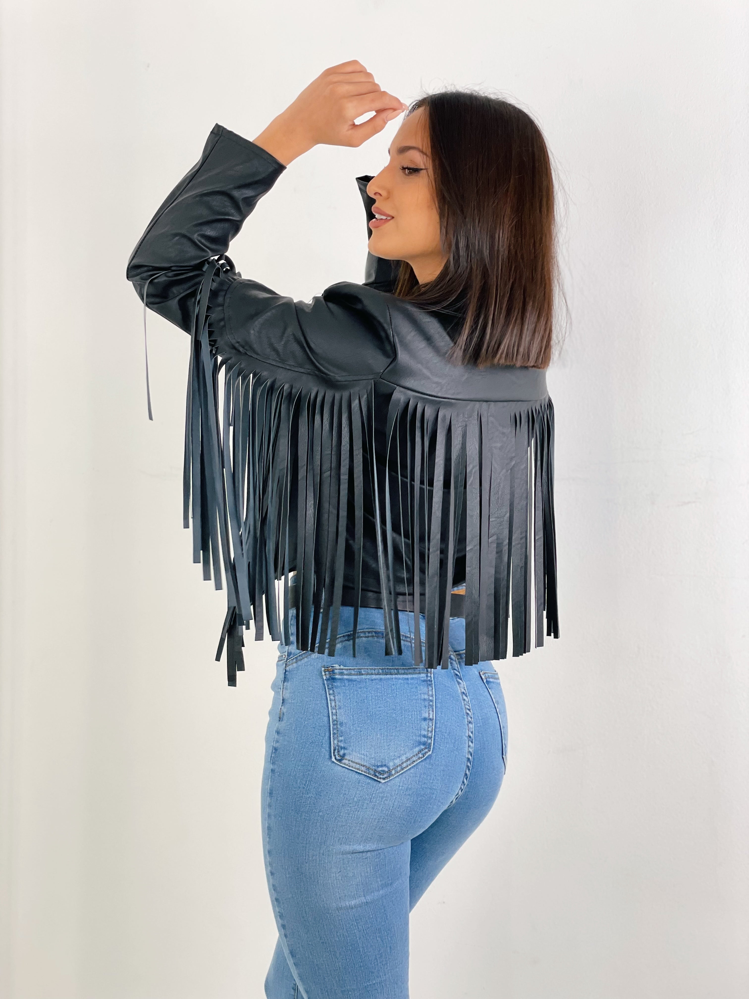 Chaqueta efecto piel con flecos - Zebra&Maduixa®