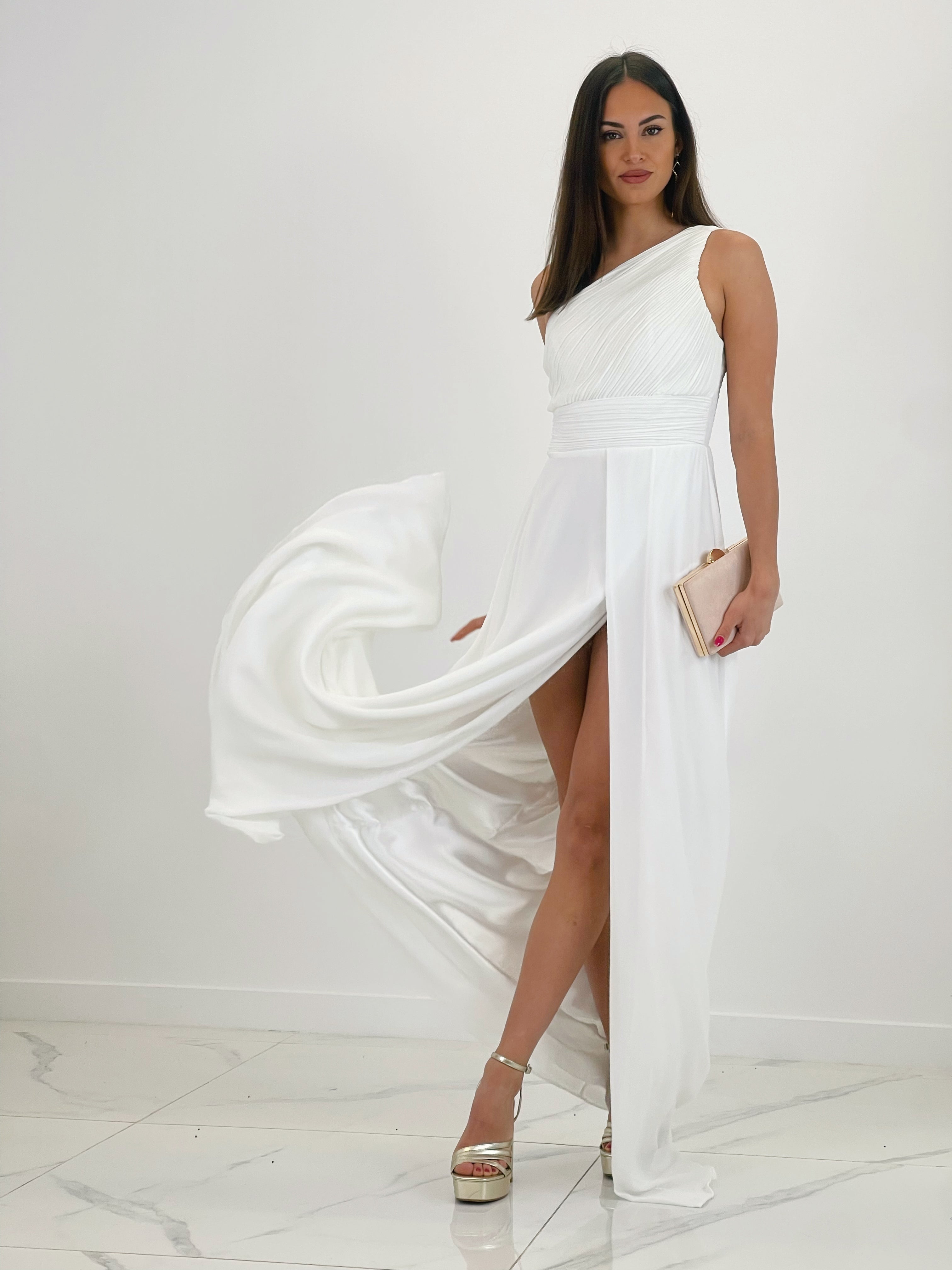 Vestido drapeado romano Julia Blanco - Zebra&Maduixa®