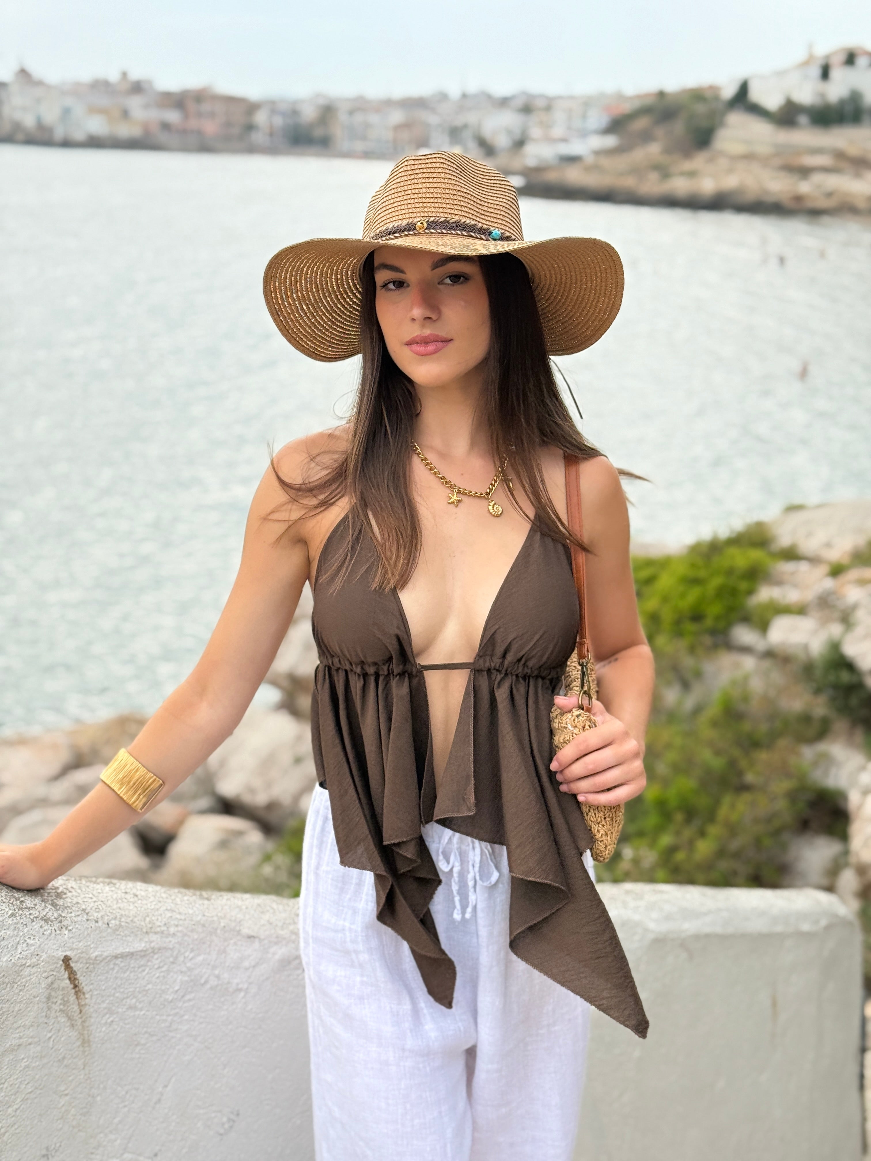 Top tirants halter amb volants